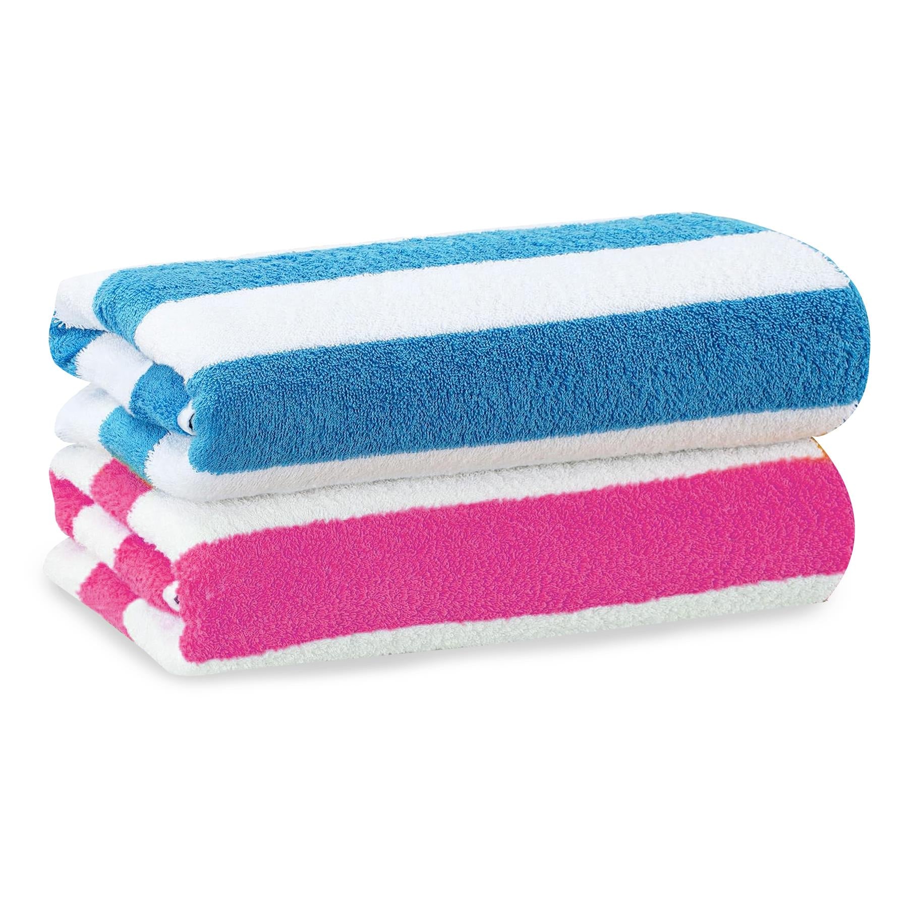 Pink & Blue Striped Microfibre Beach Towels - Set of 2 by GEEZY - The Magic Toy Shop