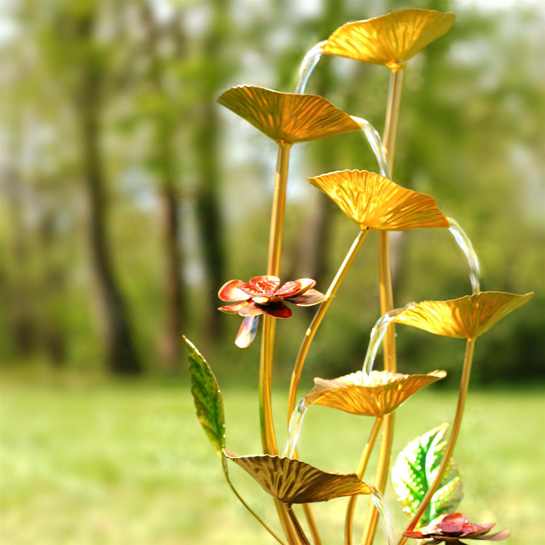 Metal Lotus Water Feature Outdoor With LED by GEEZY - The Magic Toy Shop