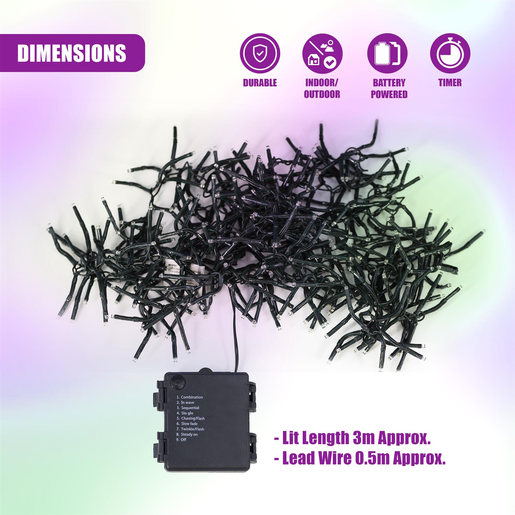 300 LED Cluster Christmas Lights - Pastel by GEEZY - The Magic Toy Shop