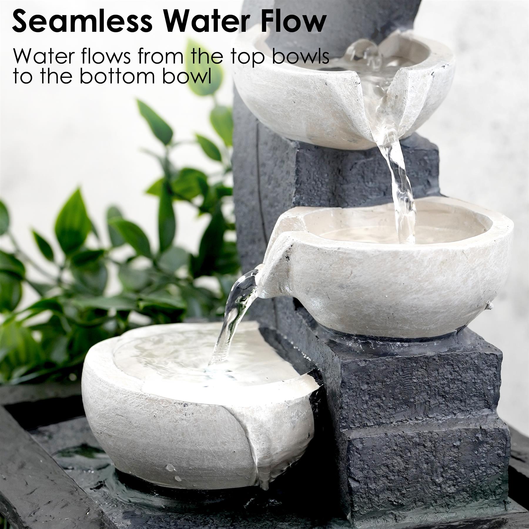 White Bowls Water Feature Indoor With LED by GEEZY - The Magic Toy Shop