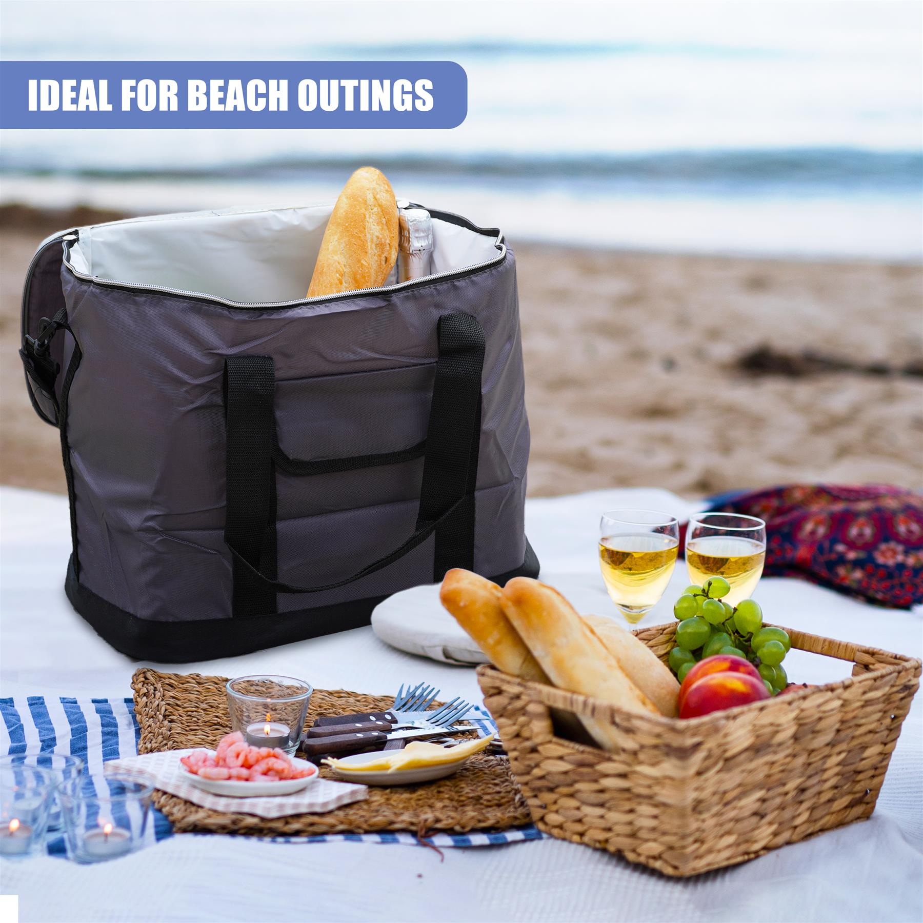 Extra Large 60 Can 30L Insulated Cool Bag Cooler Picnic Drinks Carrier Tote by Geezy - The Magic Toy Shop