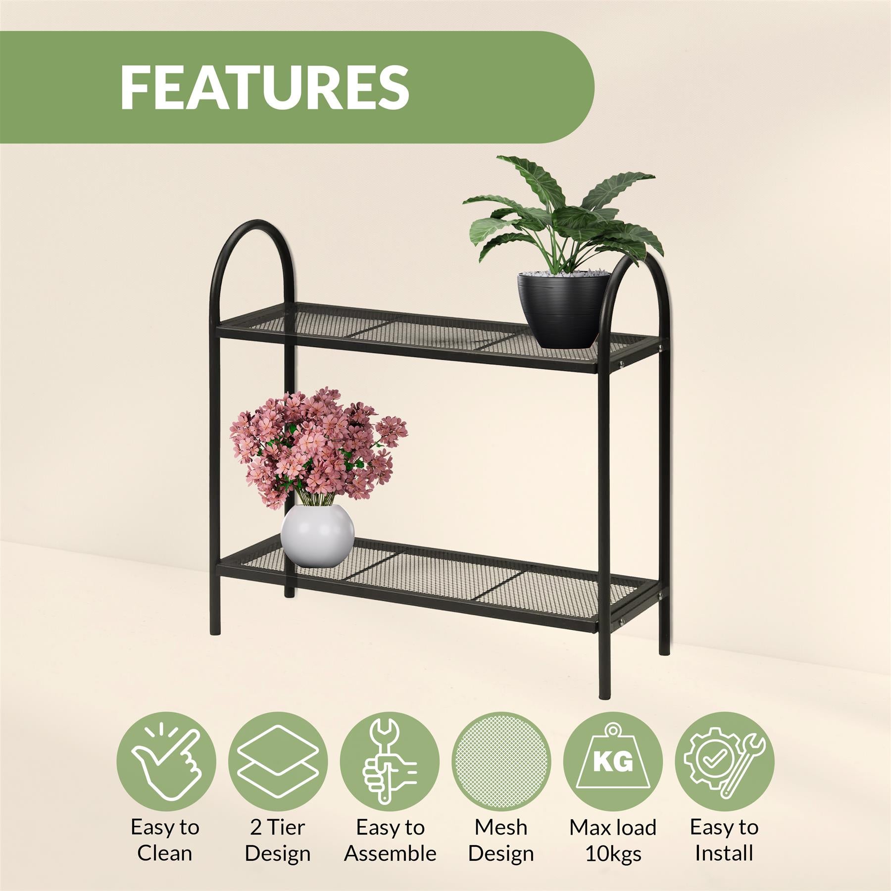 2 Tier Metal Plant Stand by GEEZY - The Magic Toy Shop