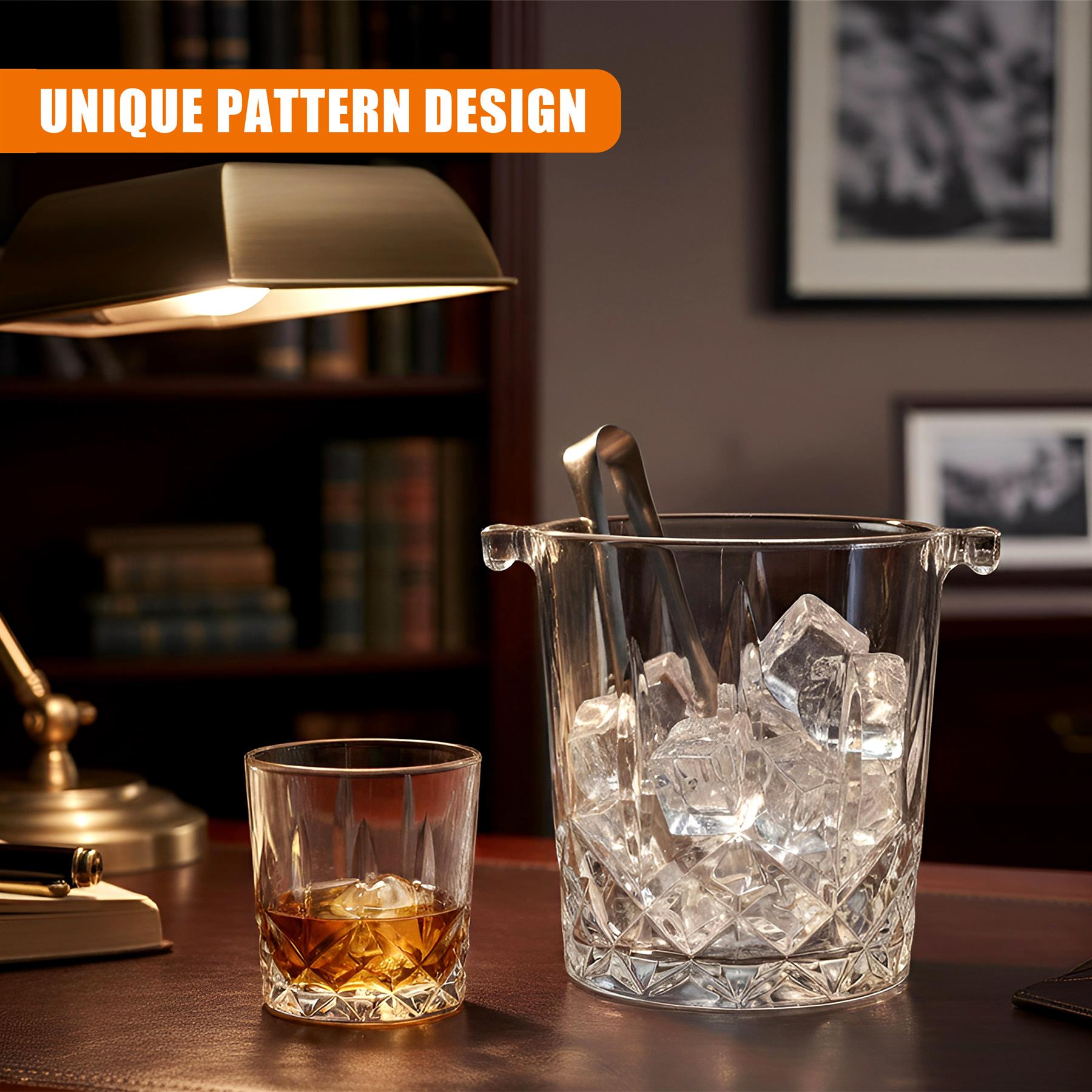 Set of 4 Whiskey Glasses with Ice Bucket