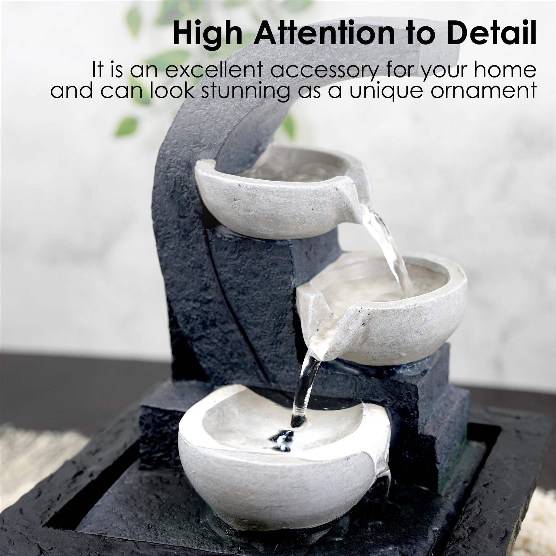 White Bowls Water Feature Indoor With LED by GEEZY - The Magic Toy Shop