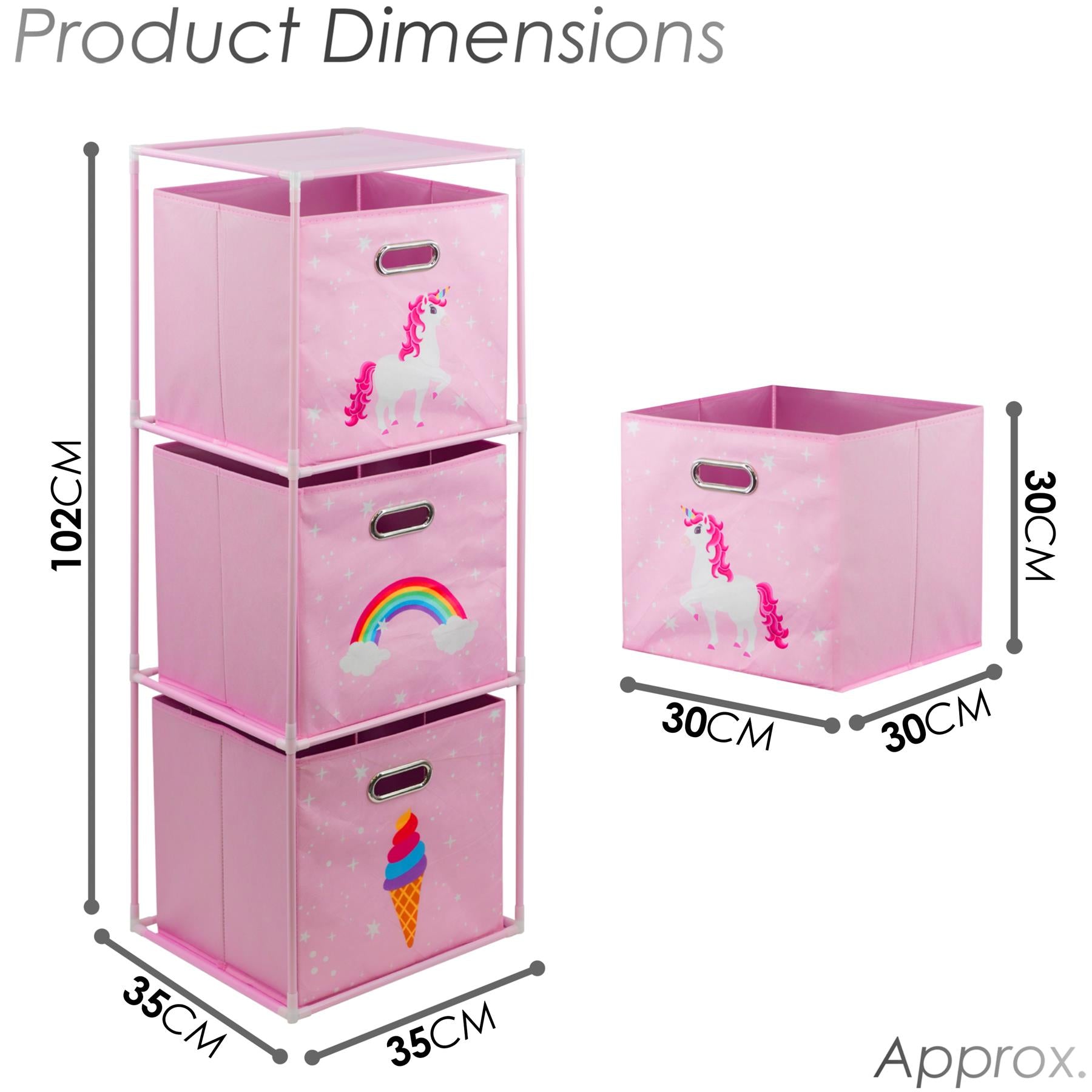 Kids Storage Cube Units, Unicorn Theme