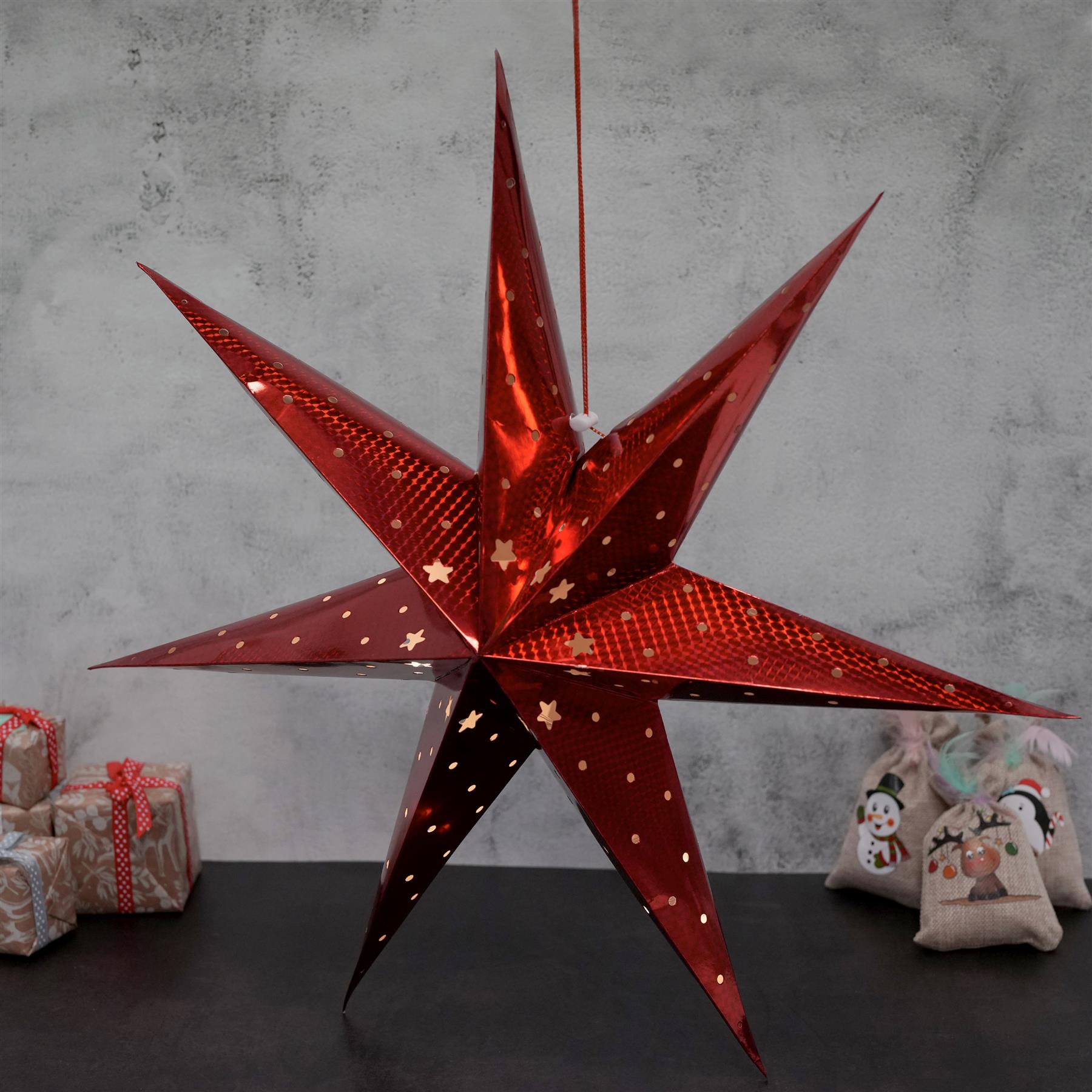 Large LED Paper Hanging Star Red by GEEZY - The Magic Toy Shop