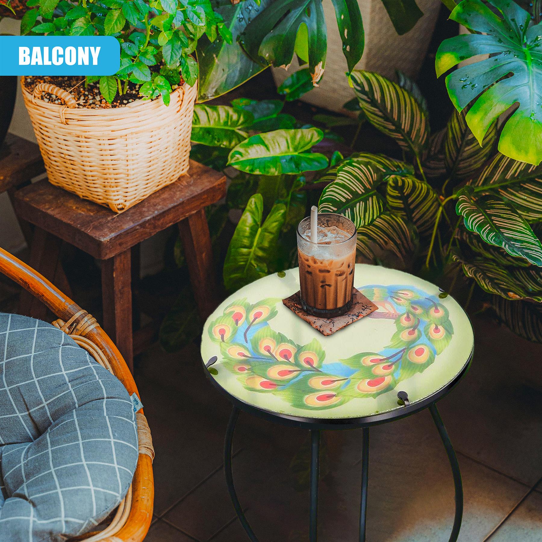 Round Side Mosaic Table With Peacock Design by GEEZY - The Magic Toy Shop