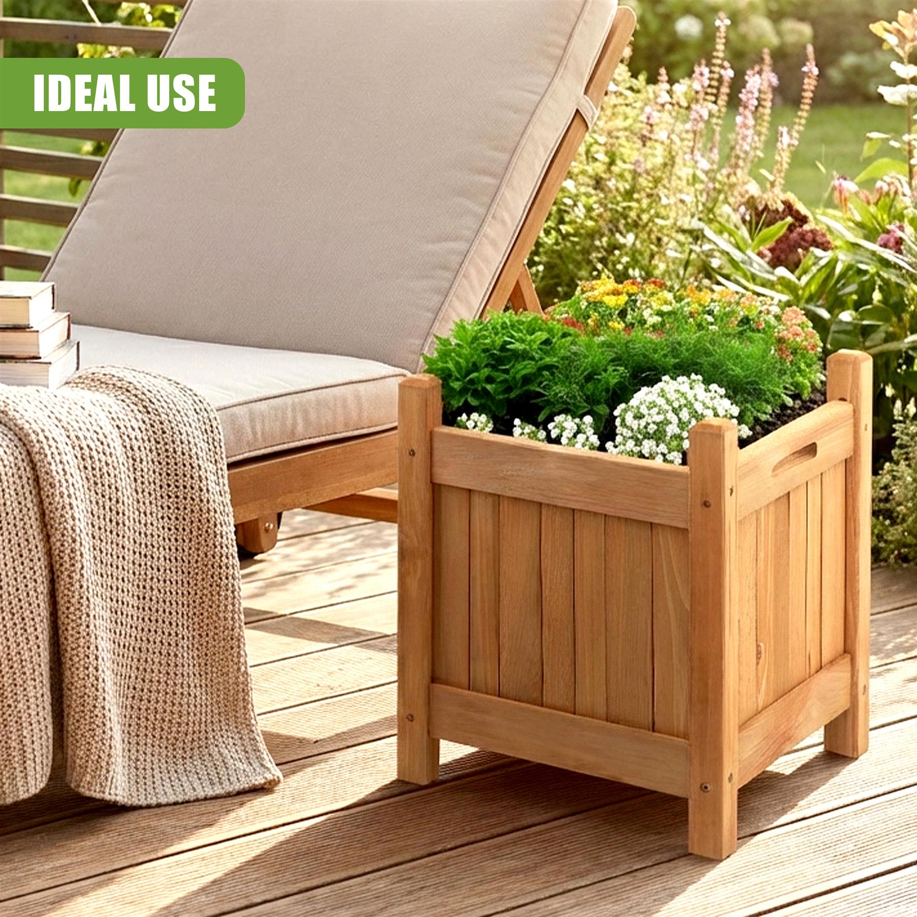 Wooden Planters Square Set of 2