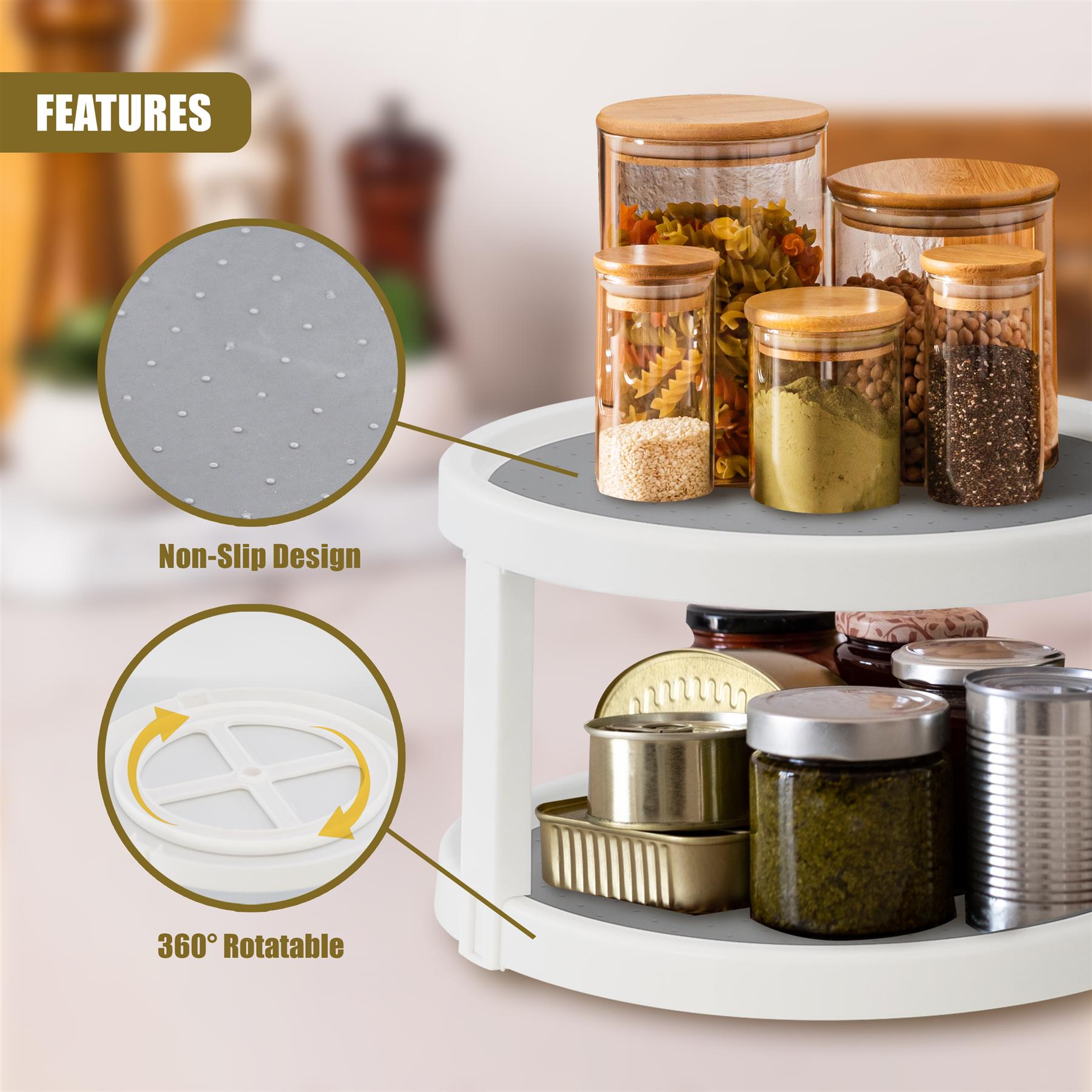 2 Tier Rotating Spice Rack 25cm by GEEZY - The Magic Toy Shop
