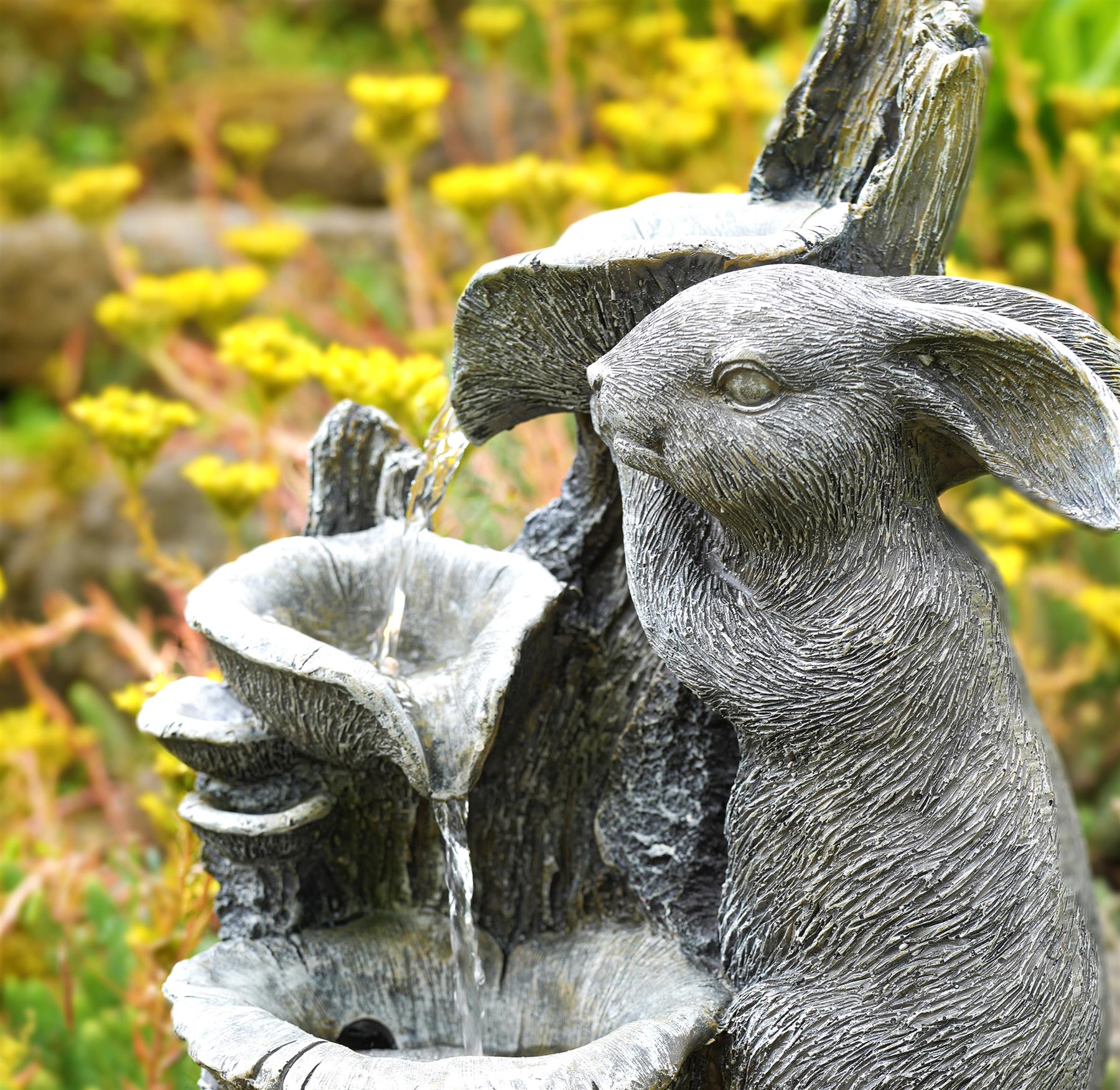 Rabbit Solar Water Feature Outdoor With LED by GEEZY - The Magic Toy Shop