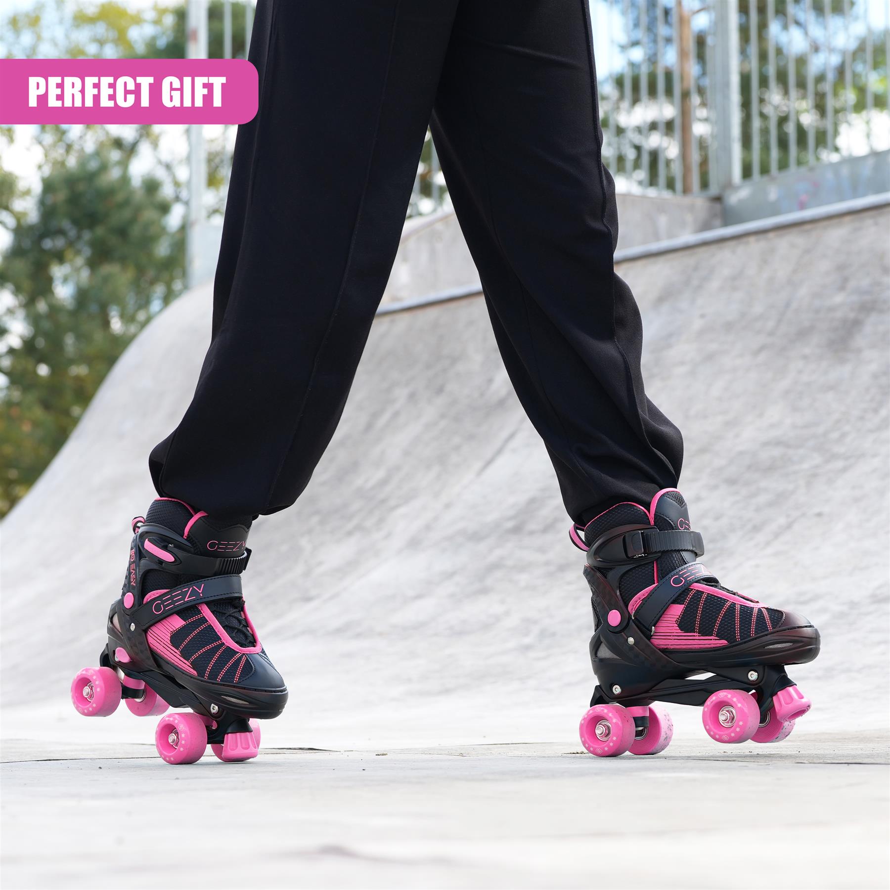 Pink & Black Adjustable Roller Skates by The Magic Toy Shop - The Magic Toy Shop