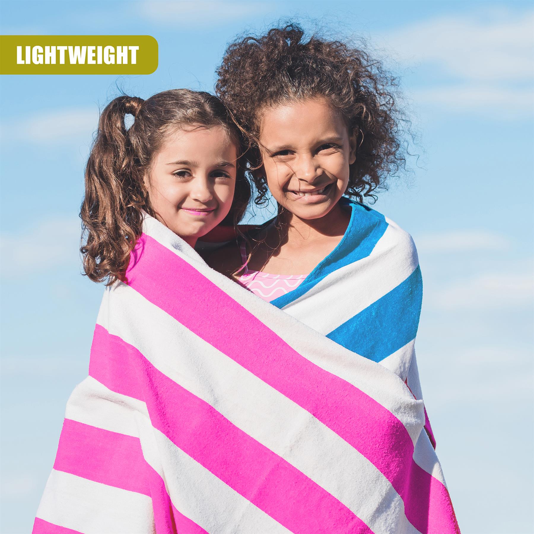 Pink & Blue Striped Microfibre Beach Towels - Set of 2 by GEEZY - The Magic Toy Shop