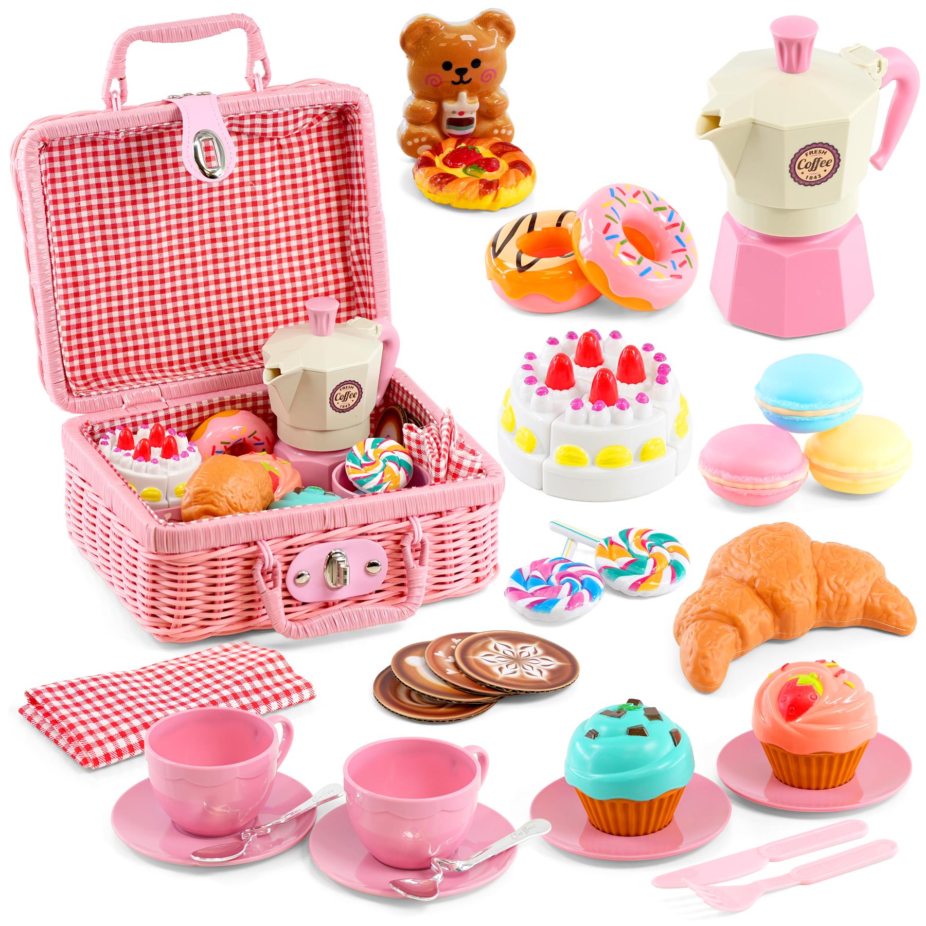 Kids Tea Party Set Picnic Basket with Handles by The Magic Toy Shop - The Magic Toy Shop