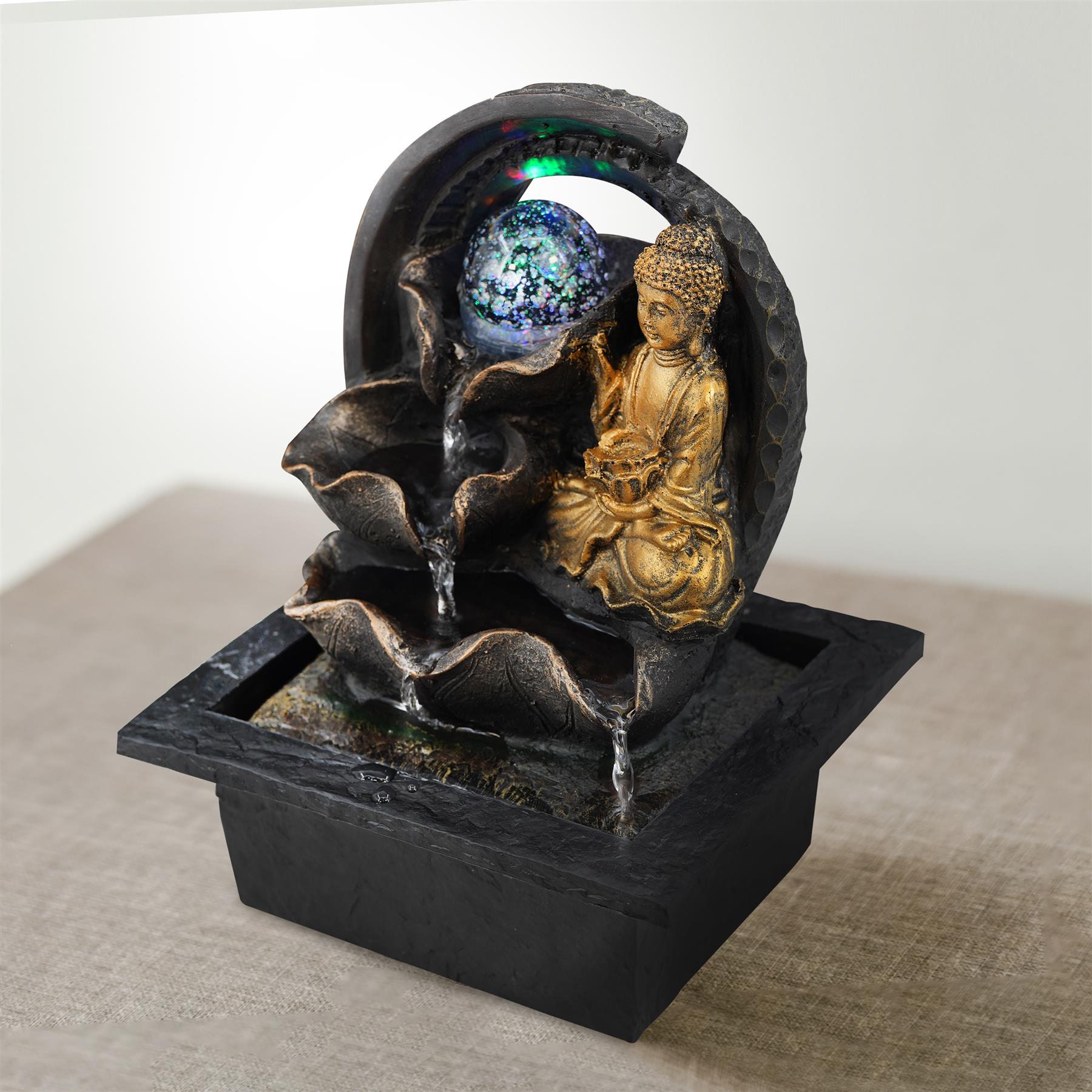 Buddha Crystal Ball Water Feature Indoor With LED by GEEZY - The Magic Toy Shop