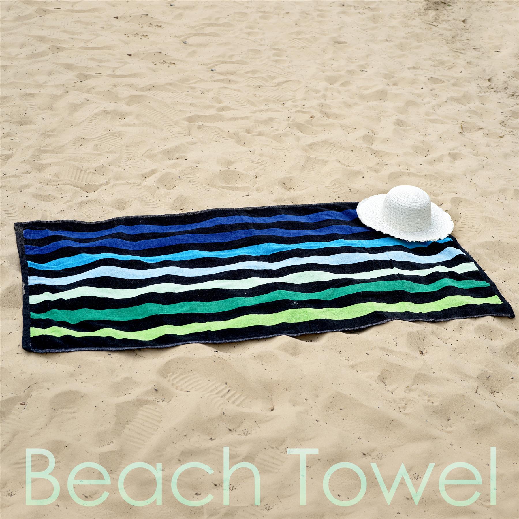 Velour Striped Beach Towel Blue Oasis by Geezy - The Magic Toy Shop