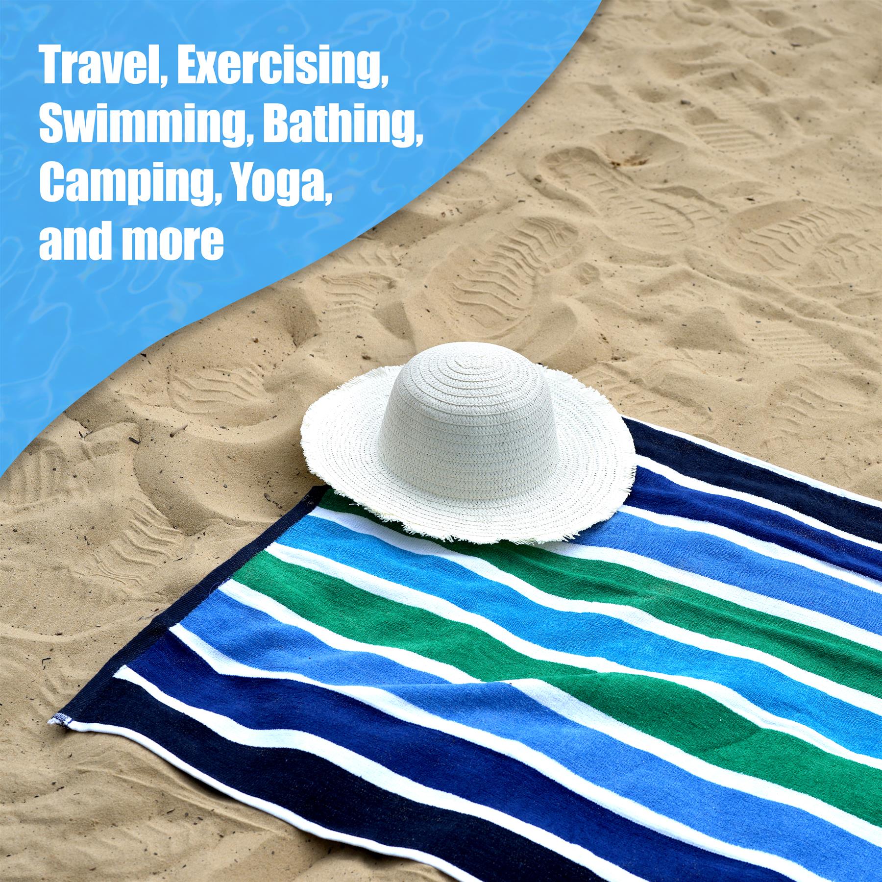 Large Velour Striped Beach Towel (Midnight Oasis) by GEEZY - The Magic Toy Shop