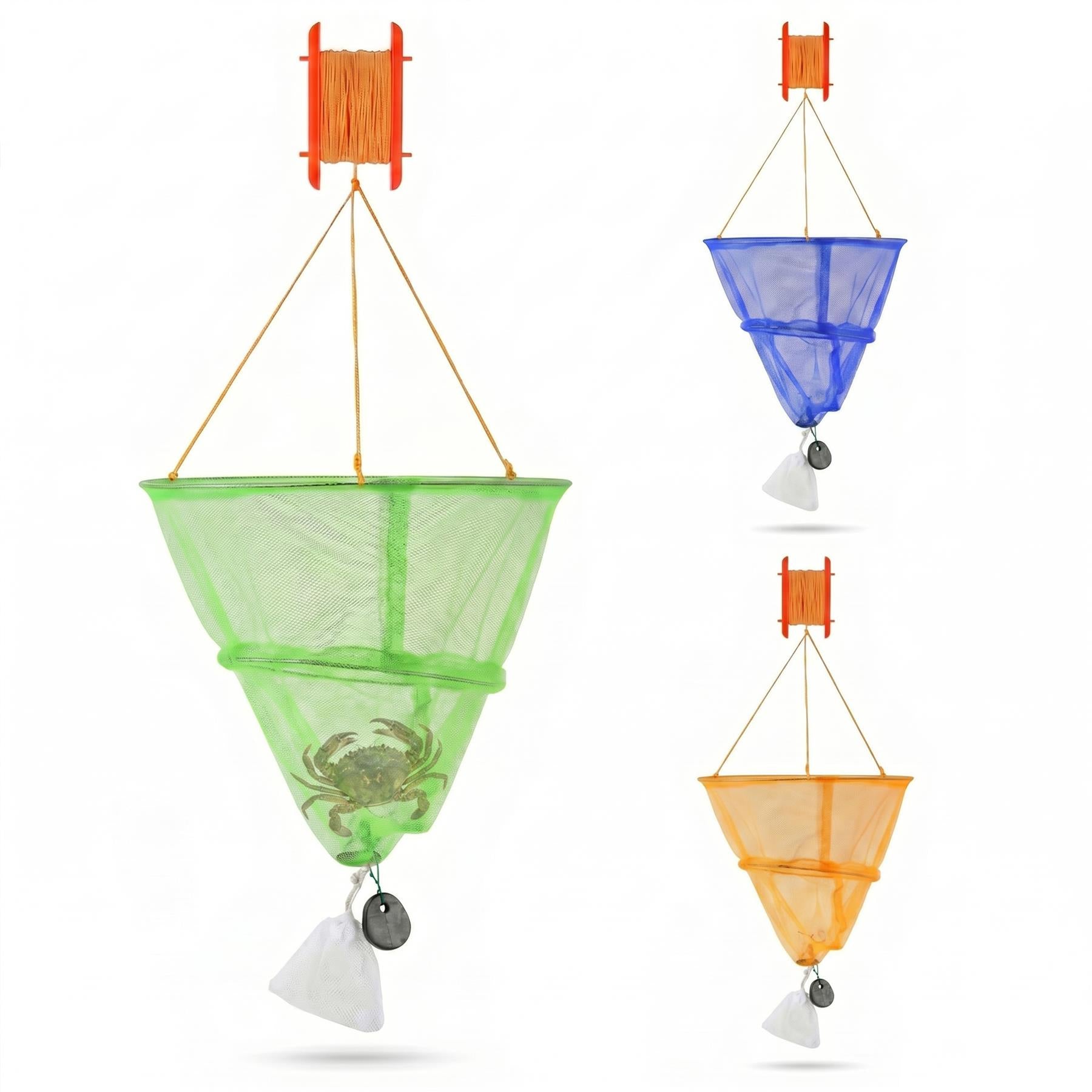 drop net fishing Kids Crab Drop Net w/ Net Bait Bag Holder Fishing - Multi Colour - Crab Net - Fishing Net