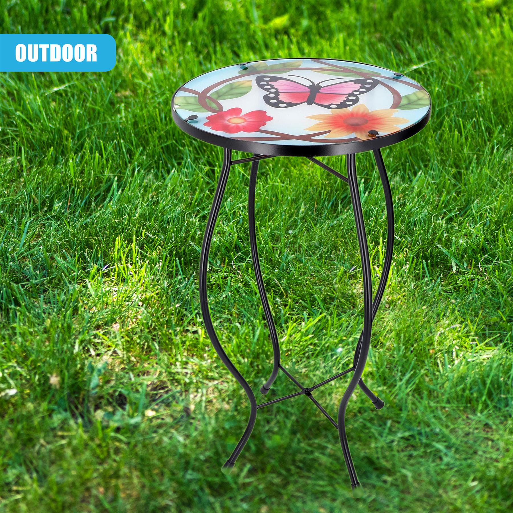 Round Side Mosaic Table With Small Butterfly Design by GEEZY - The Magic Toy Shop