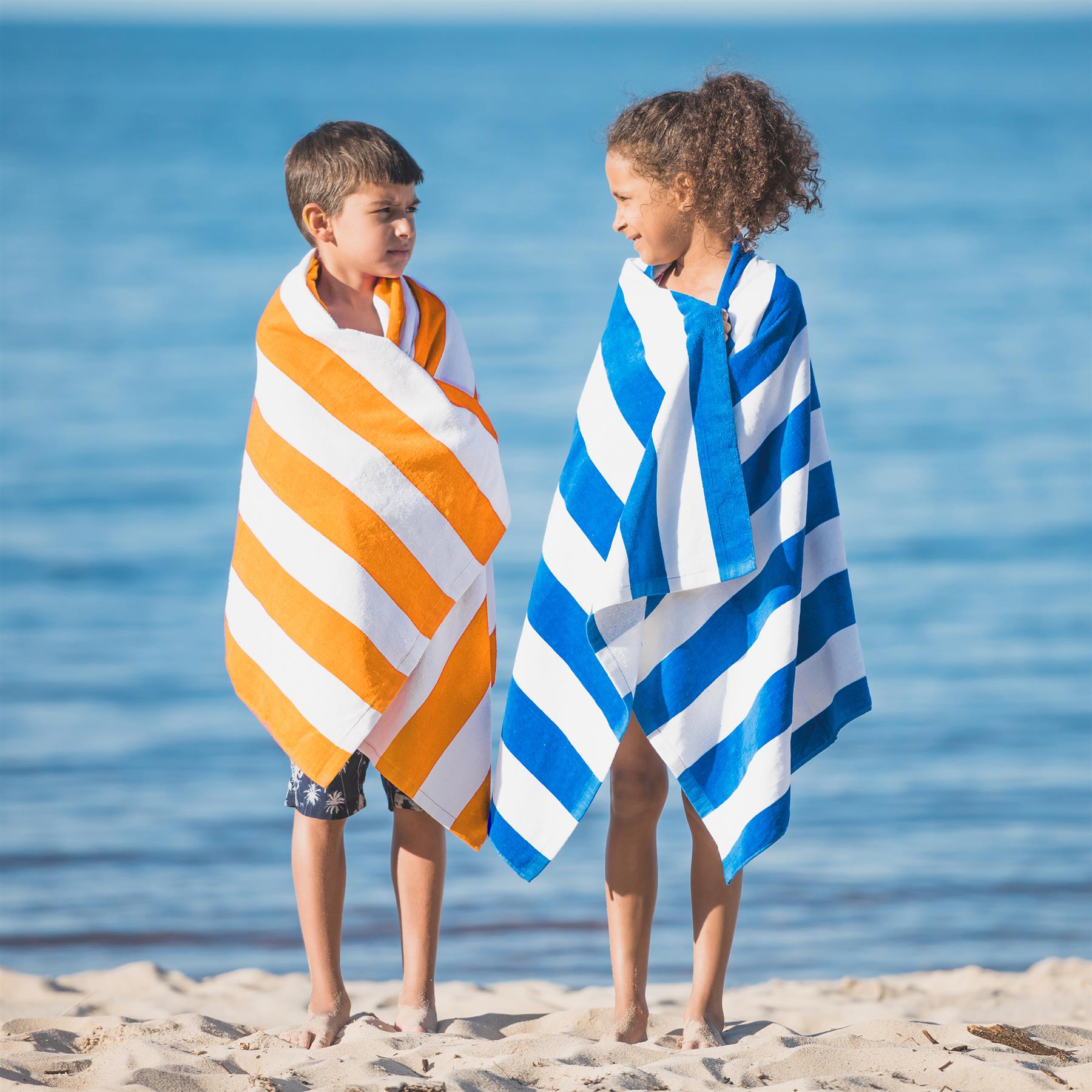 Beach Bath Towel Large Microfibre Orange Striped by GEEZY - The Magic Toy Shop