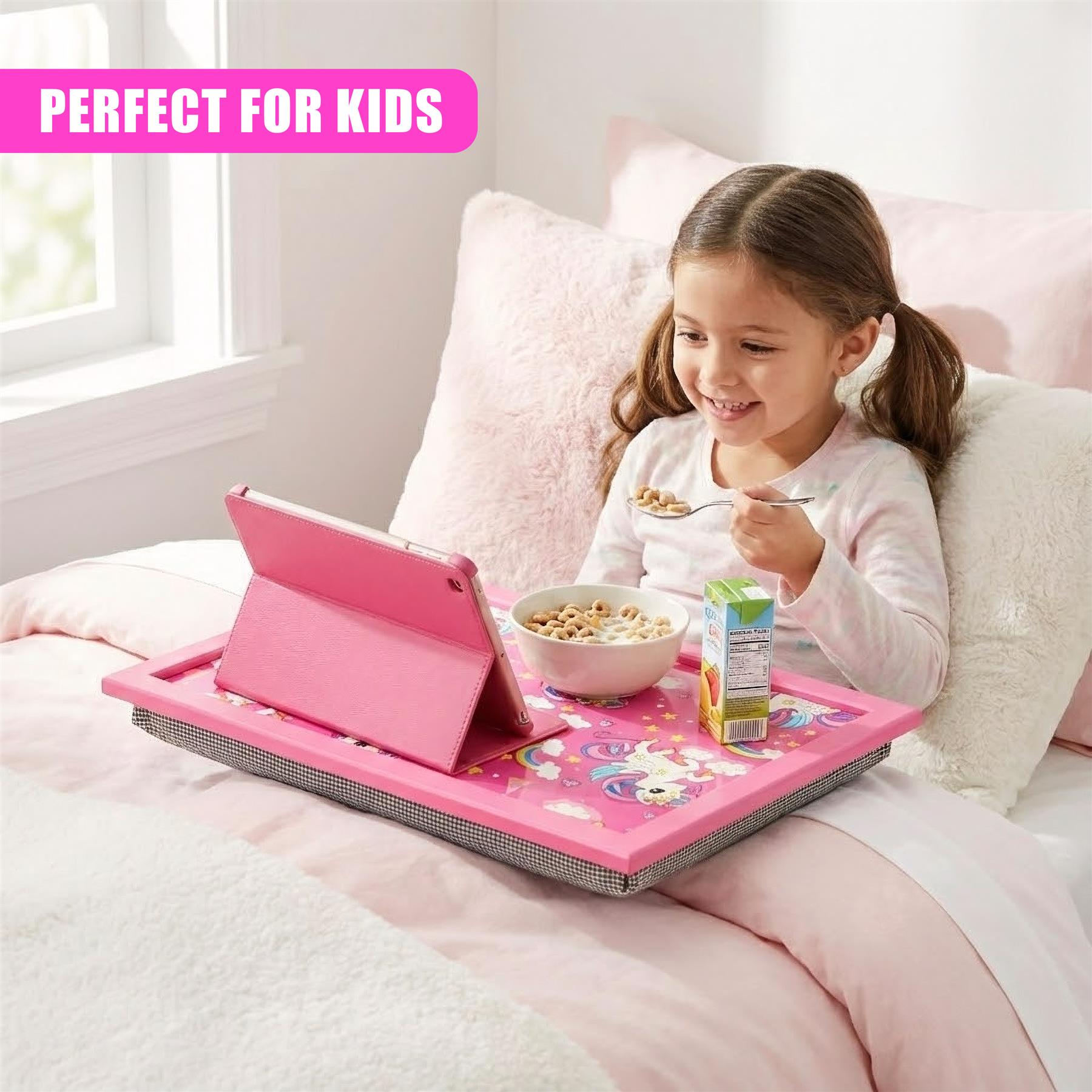 Lap Tray with Bean Bag Cushion Rainbow Unicorn Design