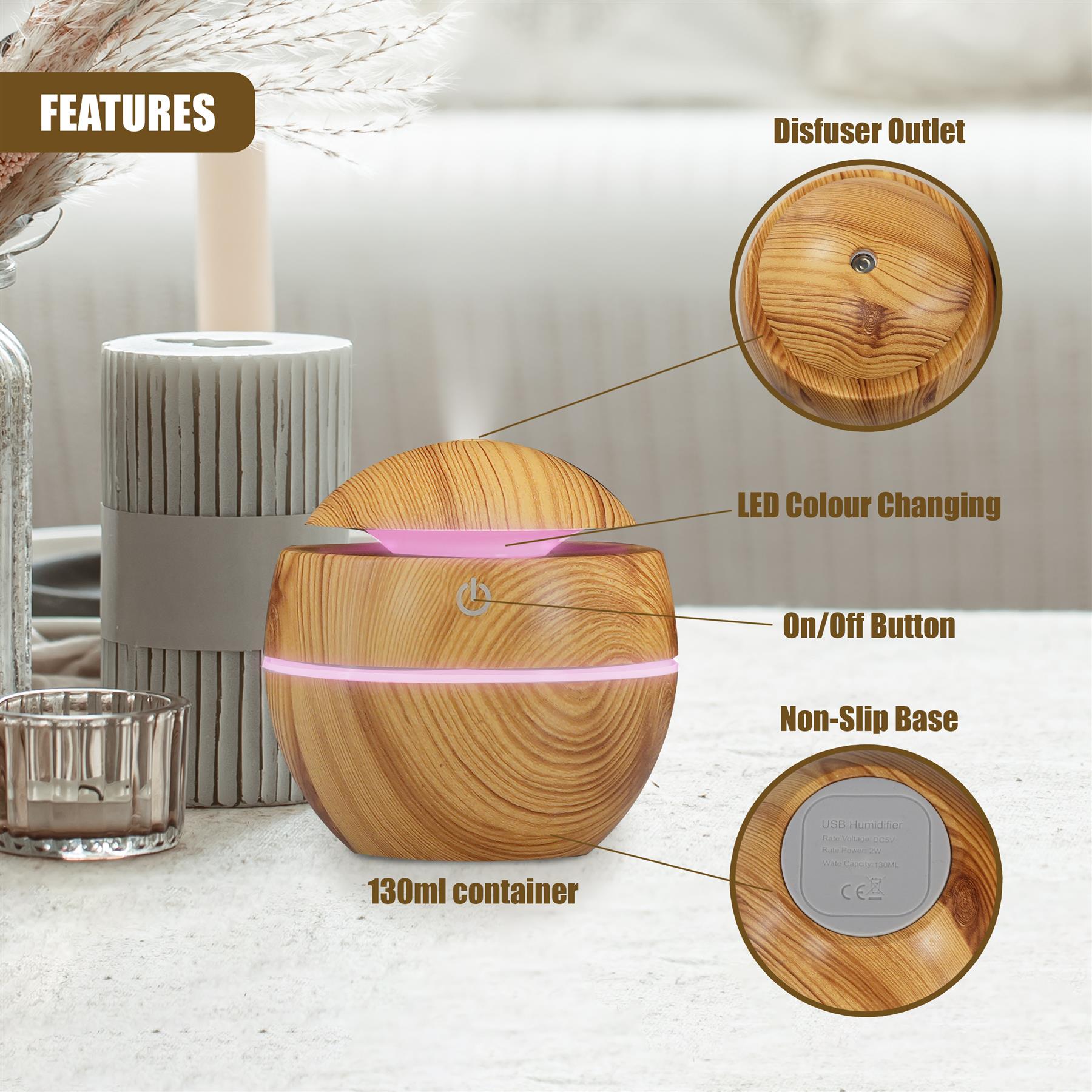 Mini Humidifier USB 130ml by GEEZY - The Magic Toy Shop