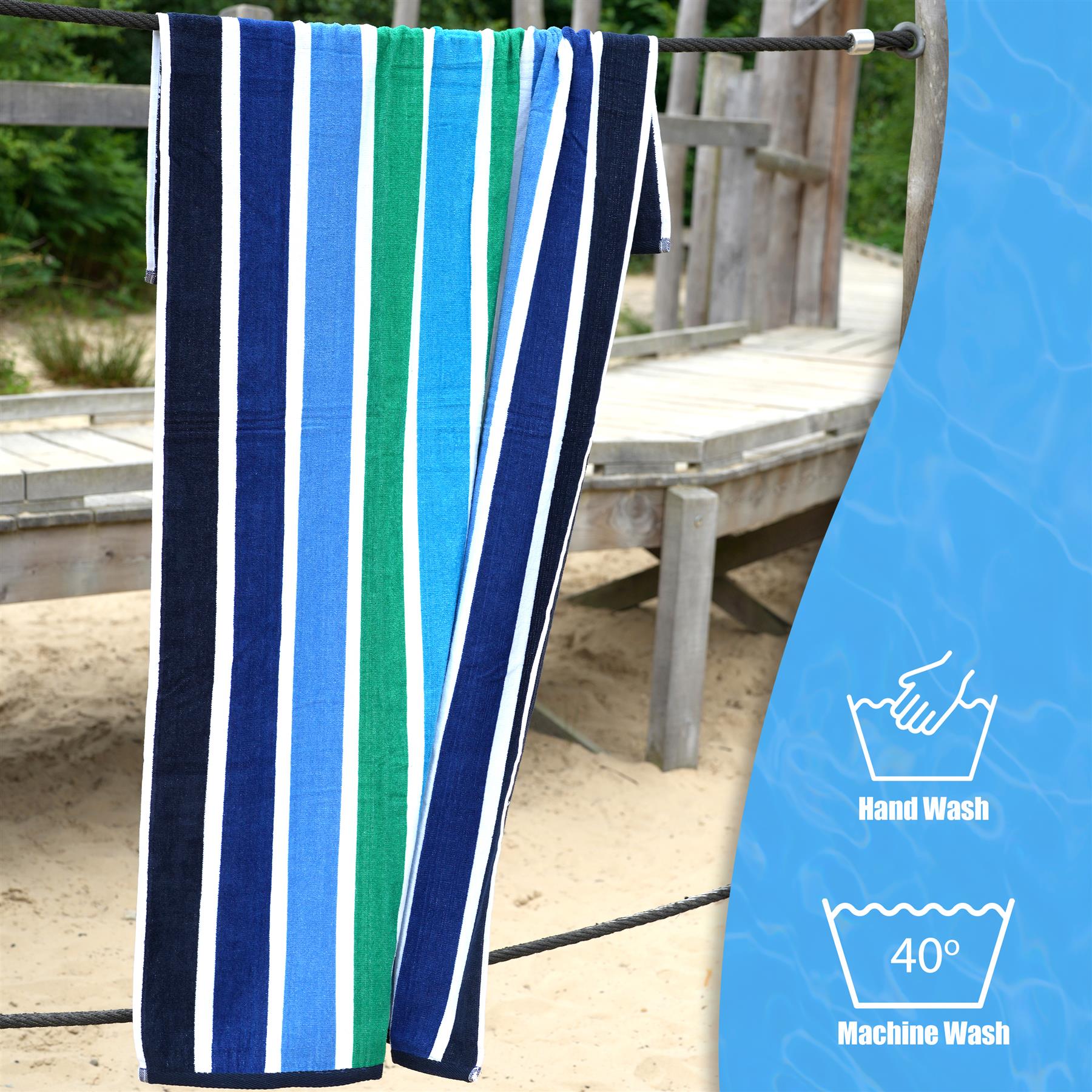 Large Velour Striped Beach Towel (Midnight Oasis) by GEEZY - The Magic Toy Shop
