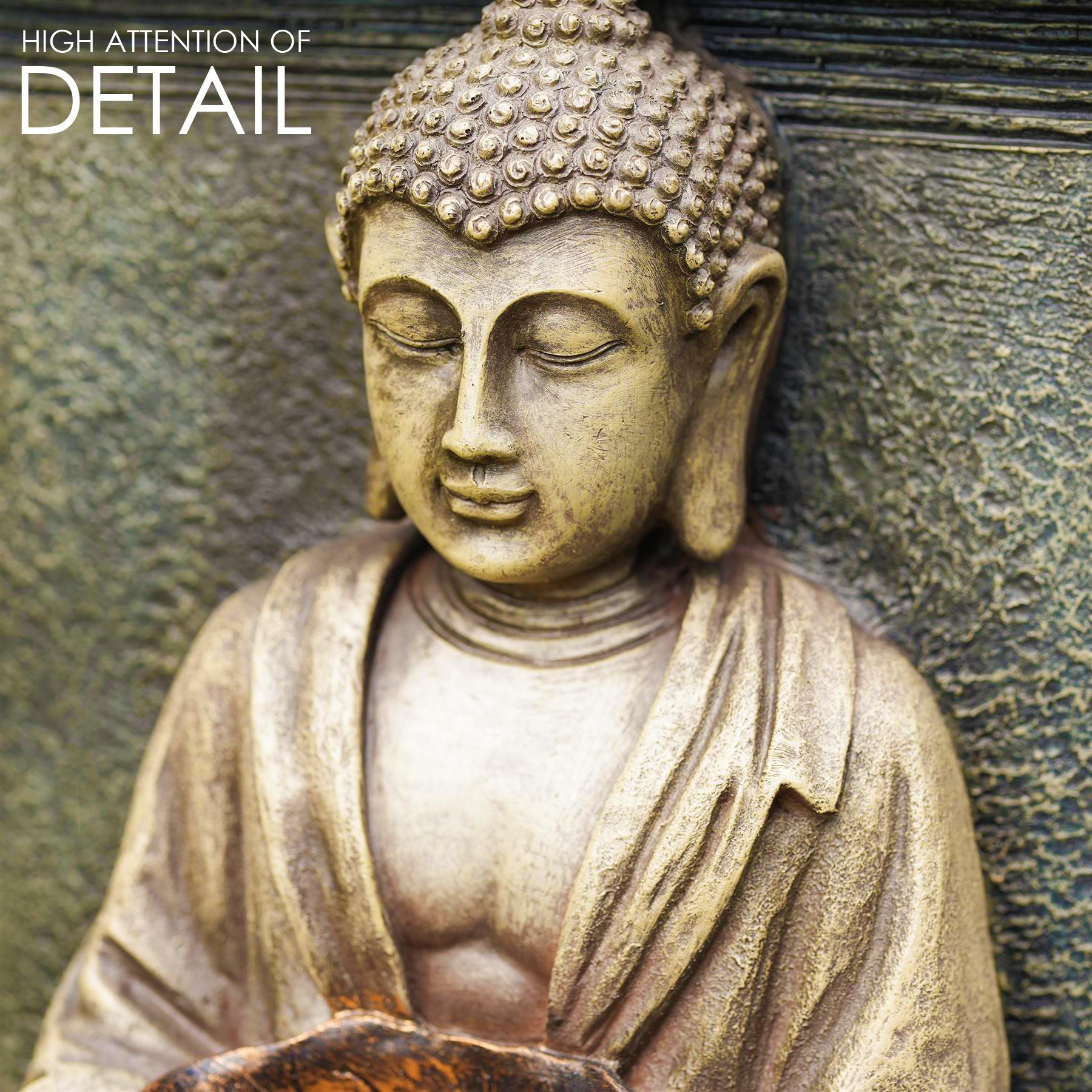 Solar Water Fountain Stone Buddha by GEEZY - The Magic Toy Shop