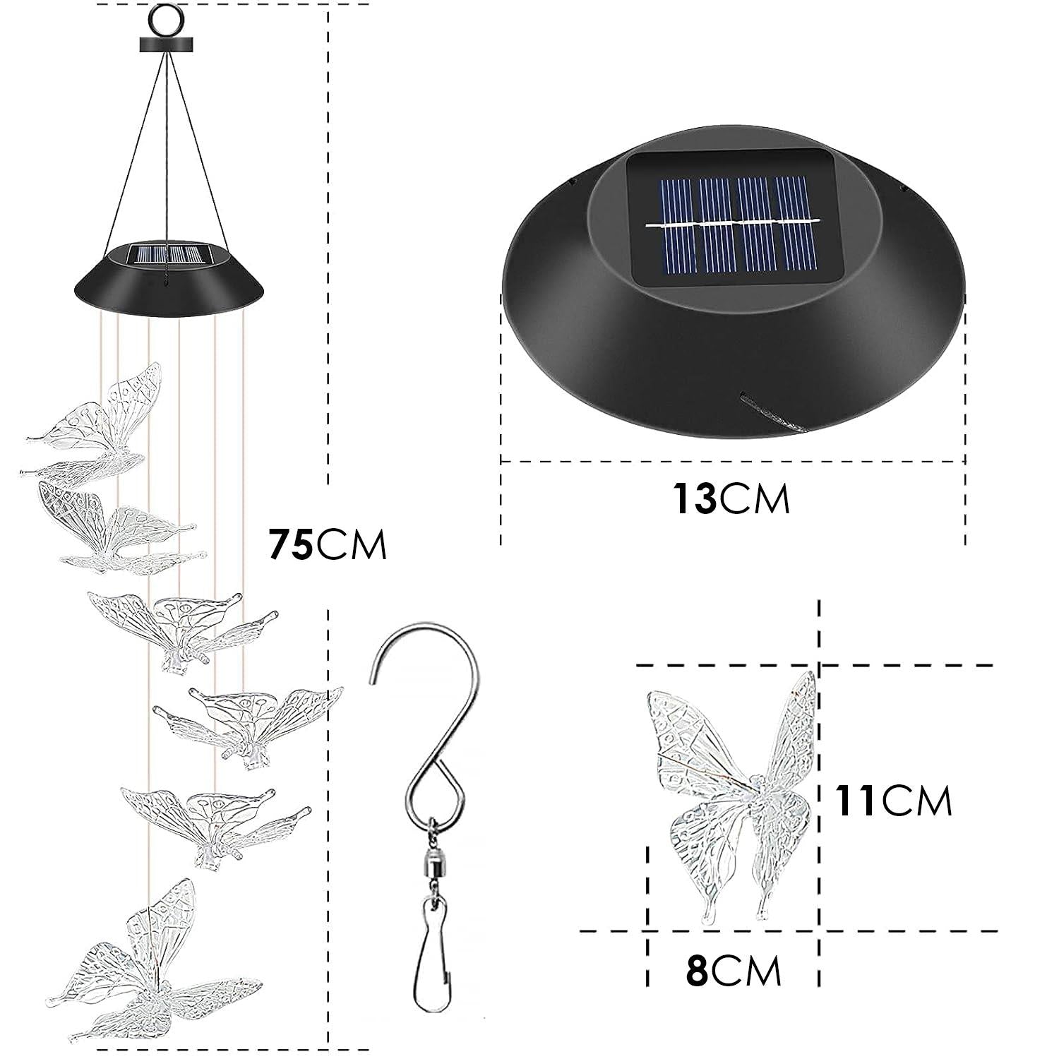 Solar Butterfly Wind Chimes LED
