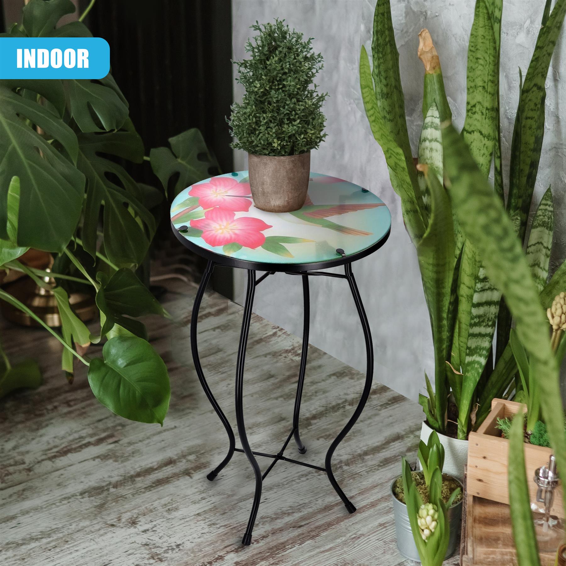 Round Side Garden Mosaic Table With Colibri Design by GEEZY - The Magic Toy Shop