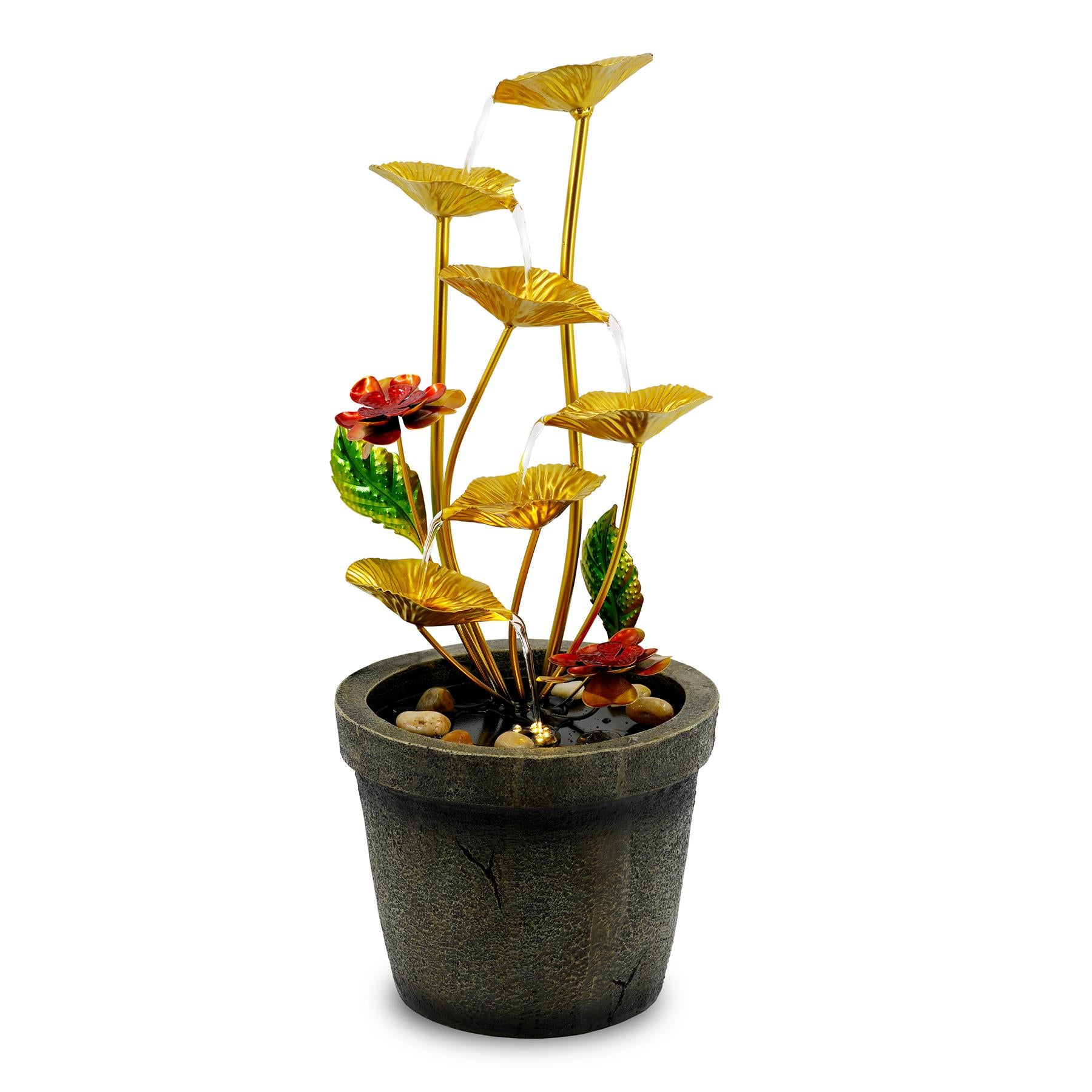 Metal Lotus Water Feature Outdoor With LED by GEEZY - The Magic Toy Shop