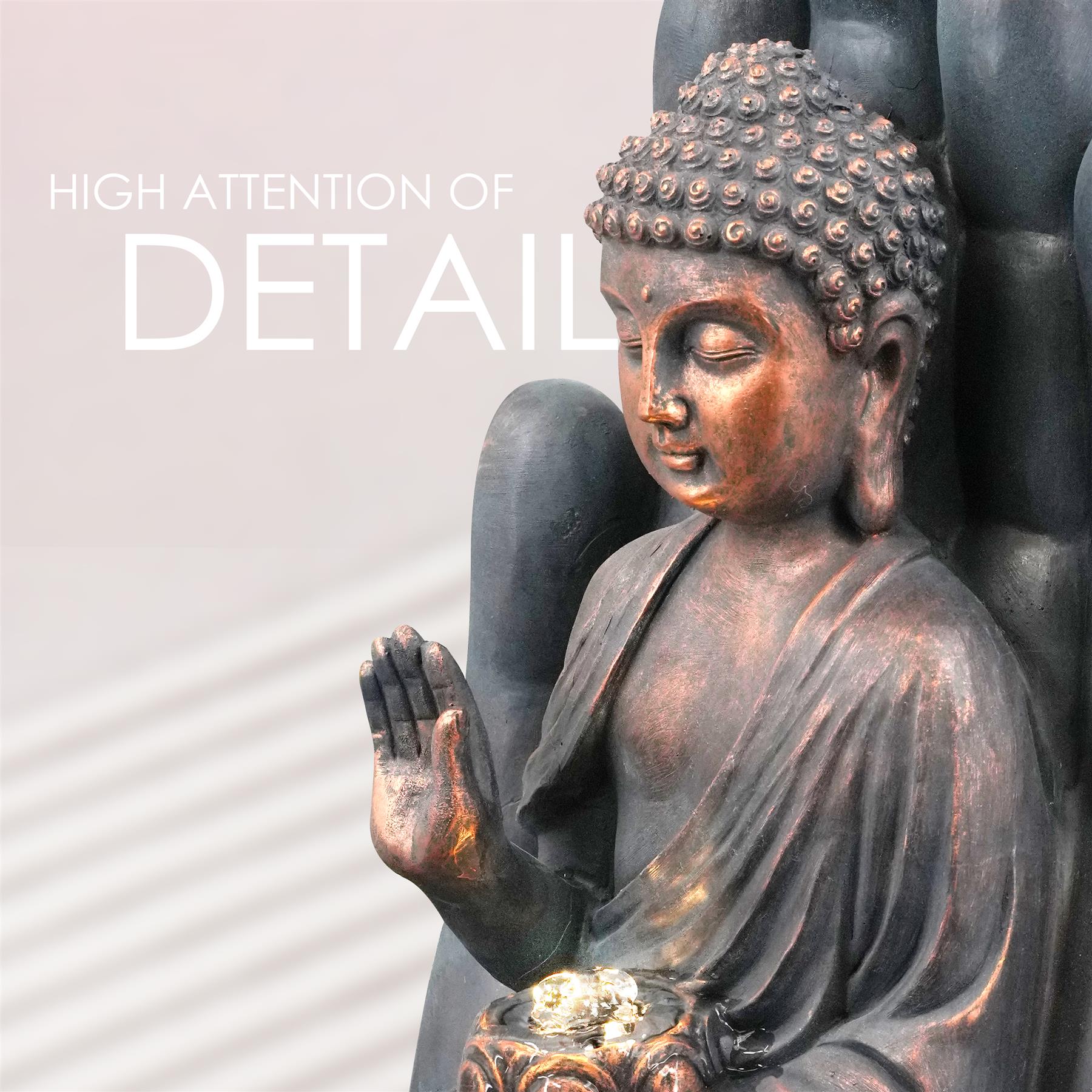 Palm Buddha Water Feature Outdoor With LED by GEEZY - The Magic Toy Shop