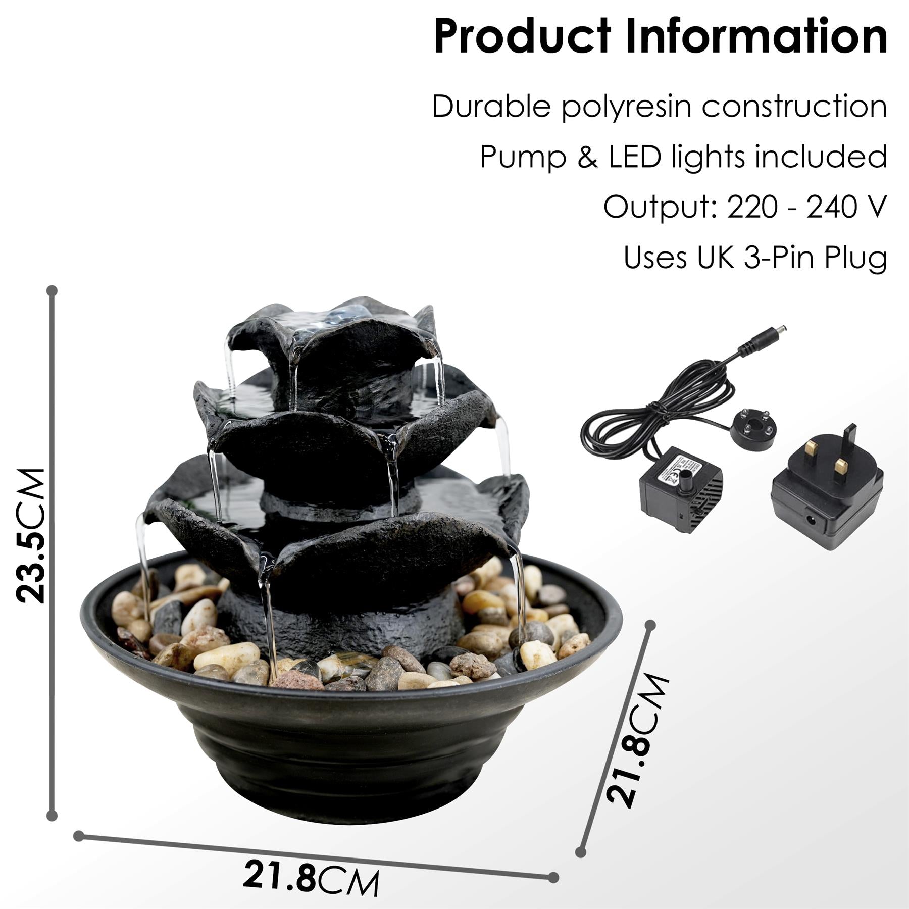 Waterfall Water Feature Indoor With LED by GEEZY - The Magic Toy Shop