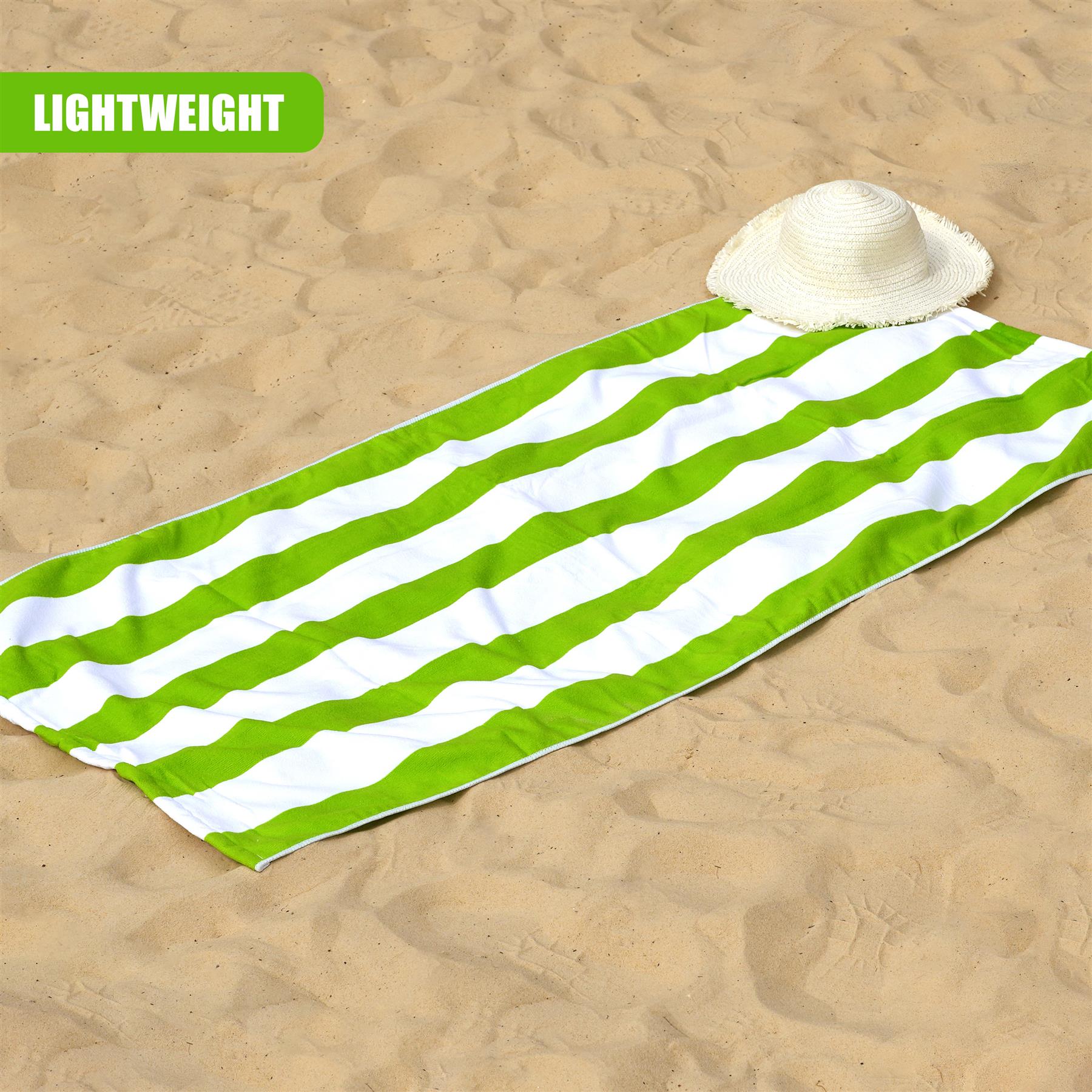Beach Bath Towel Large Microfibre Green Striped by GEEZY - The Magic Toy Shop