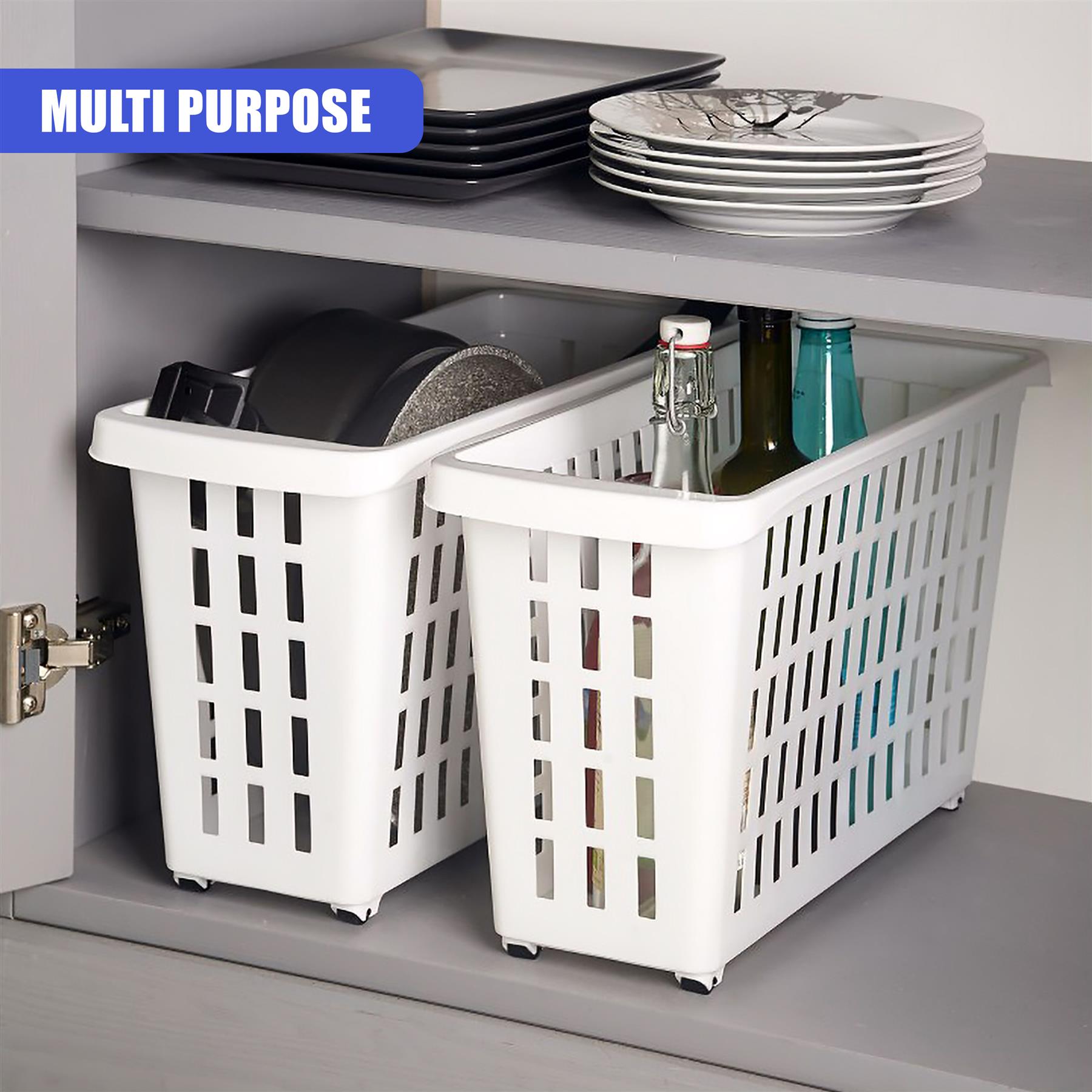 Set of 2 Storage Baskets with Wheels
