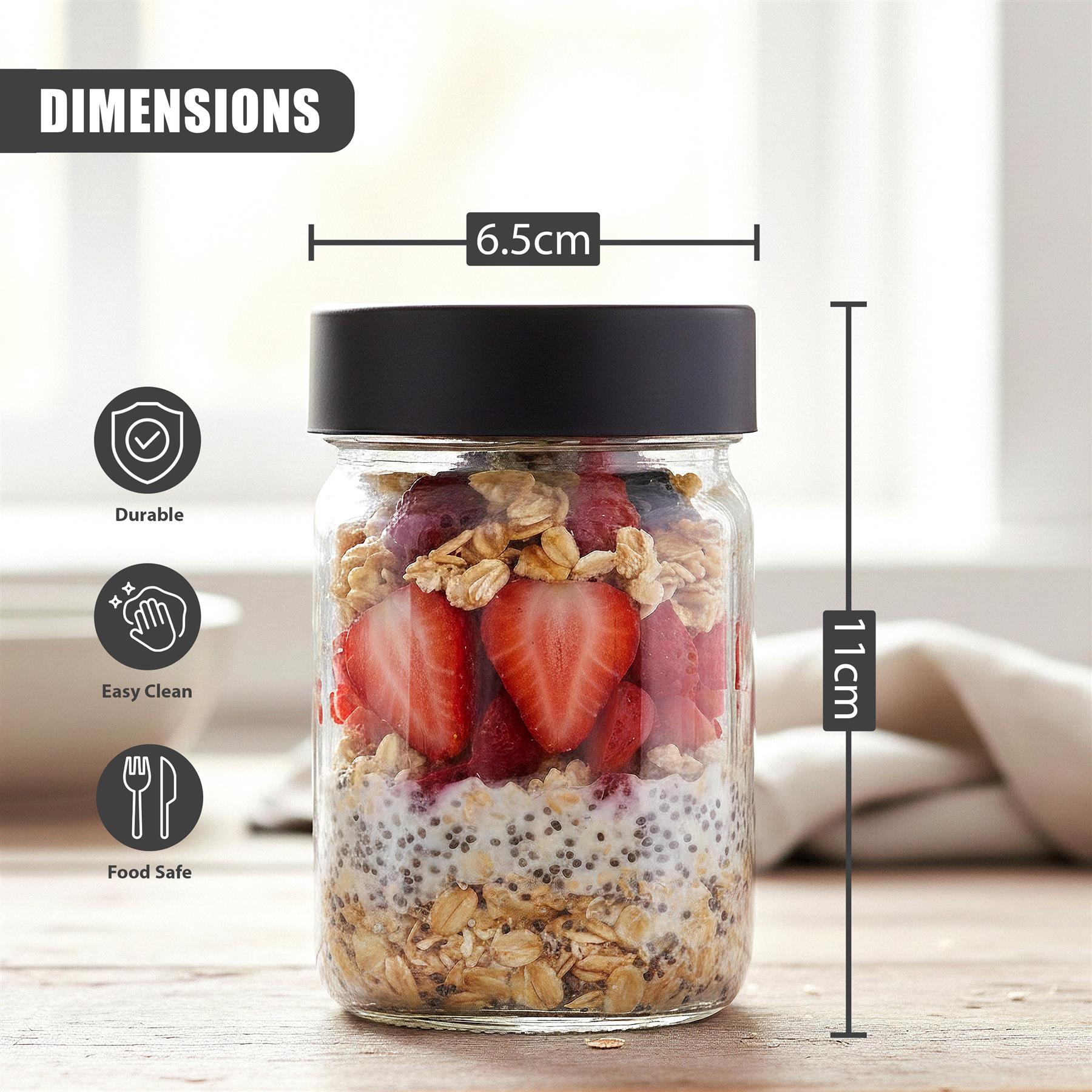 Set of 6 Glass Spice Jars with Screw Lids