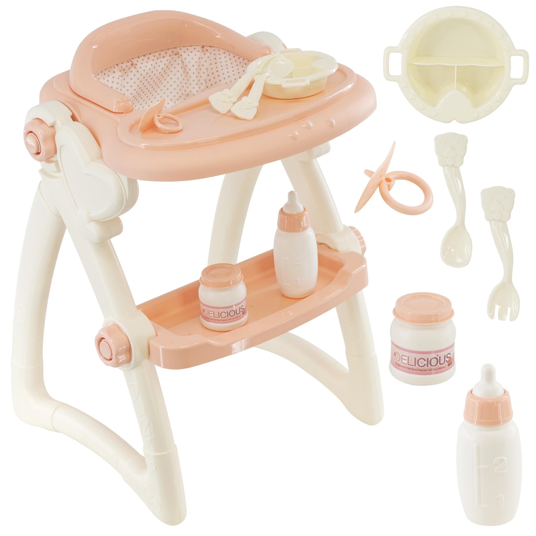 Baby Dolls Feeding High Chair Kids Play Set by BiBi Doll - The Magic Toy Shop