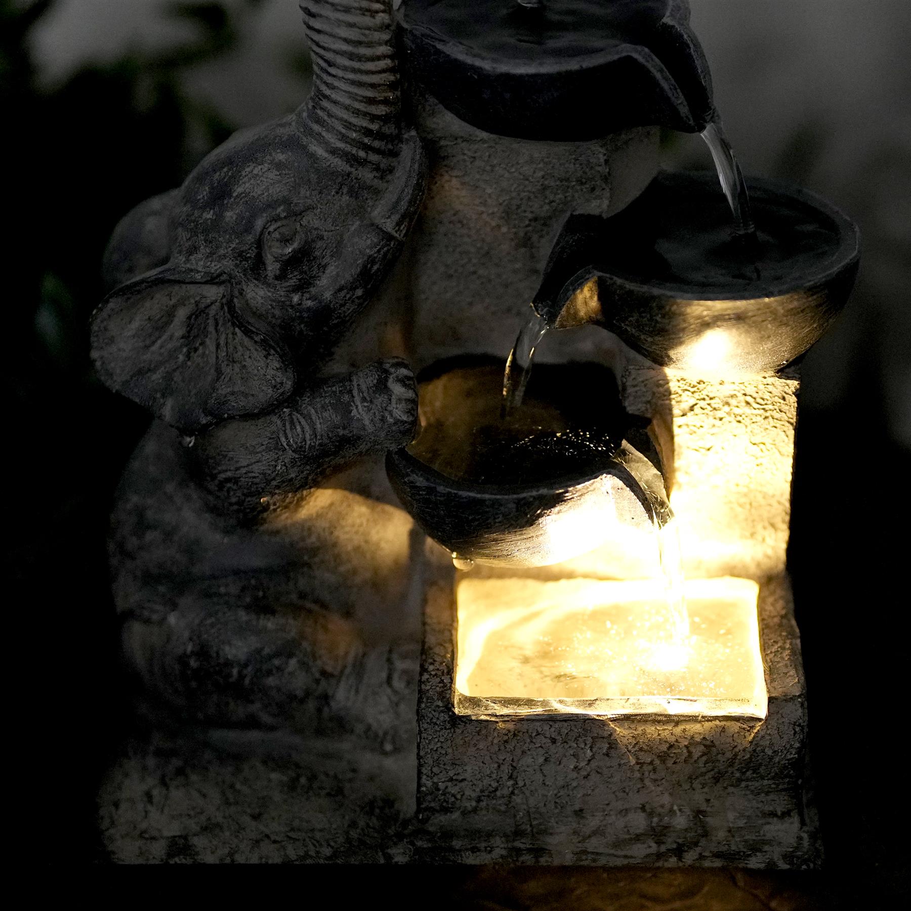 Elephant and Bowls Water Feature Indoor With LED by Geezy - The Magic Toy Shop