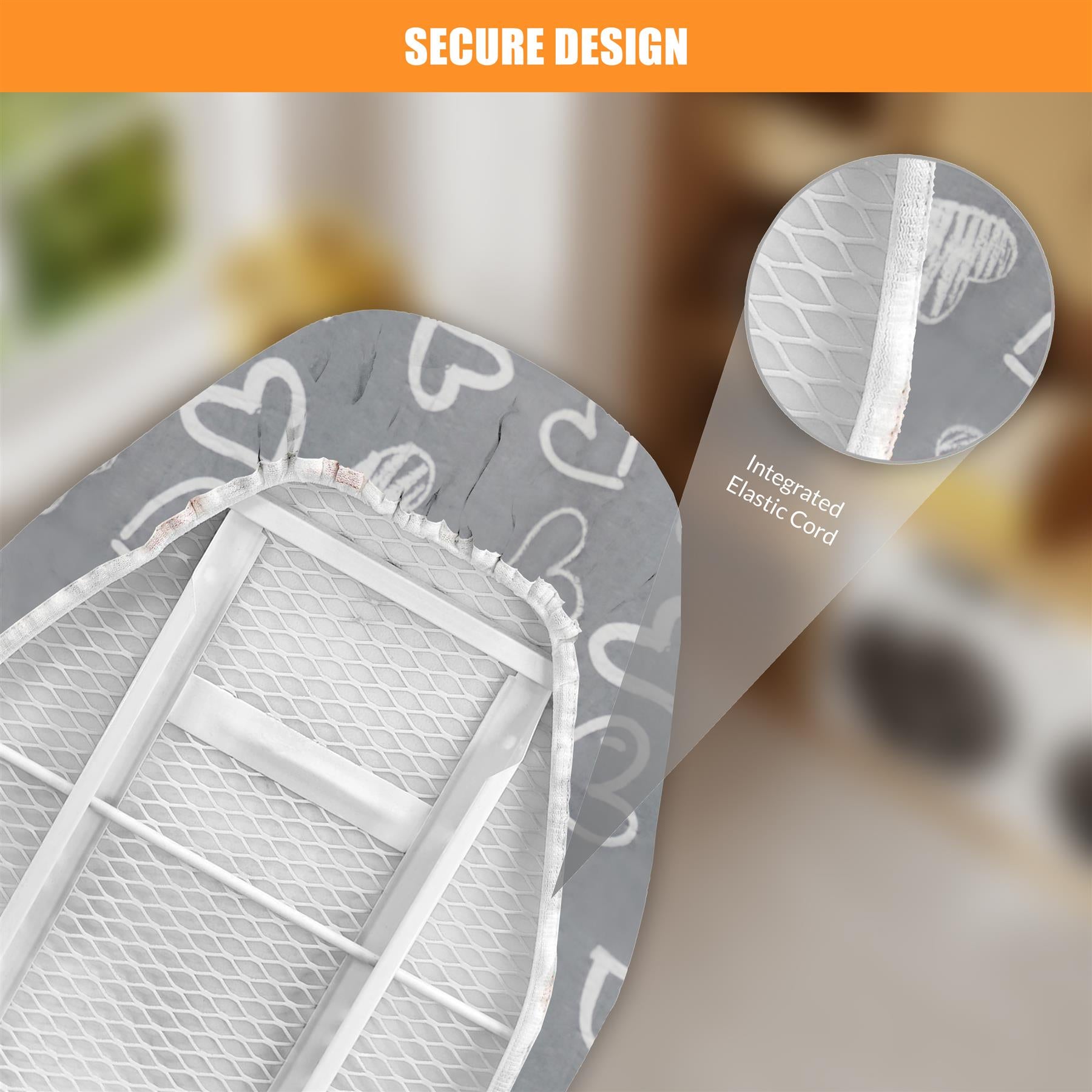 Ironing Board Cover - Grey Hearts (122 x 38 cm) by GEEZY - The Magic Toy Shop