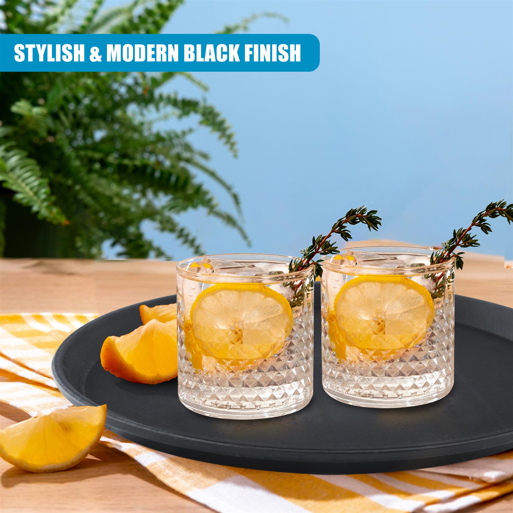 Non-Slip Black Textured Serving Tray