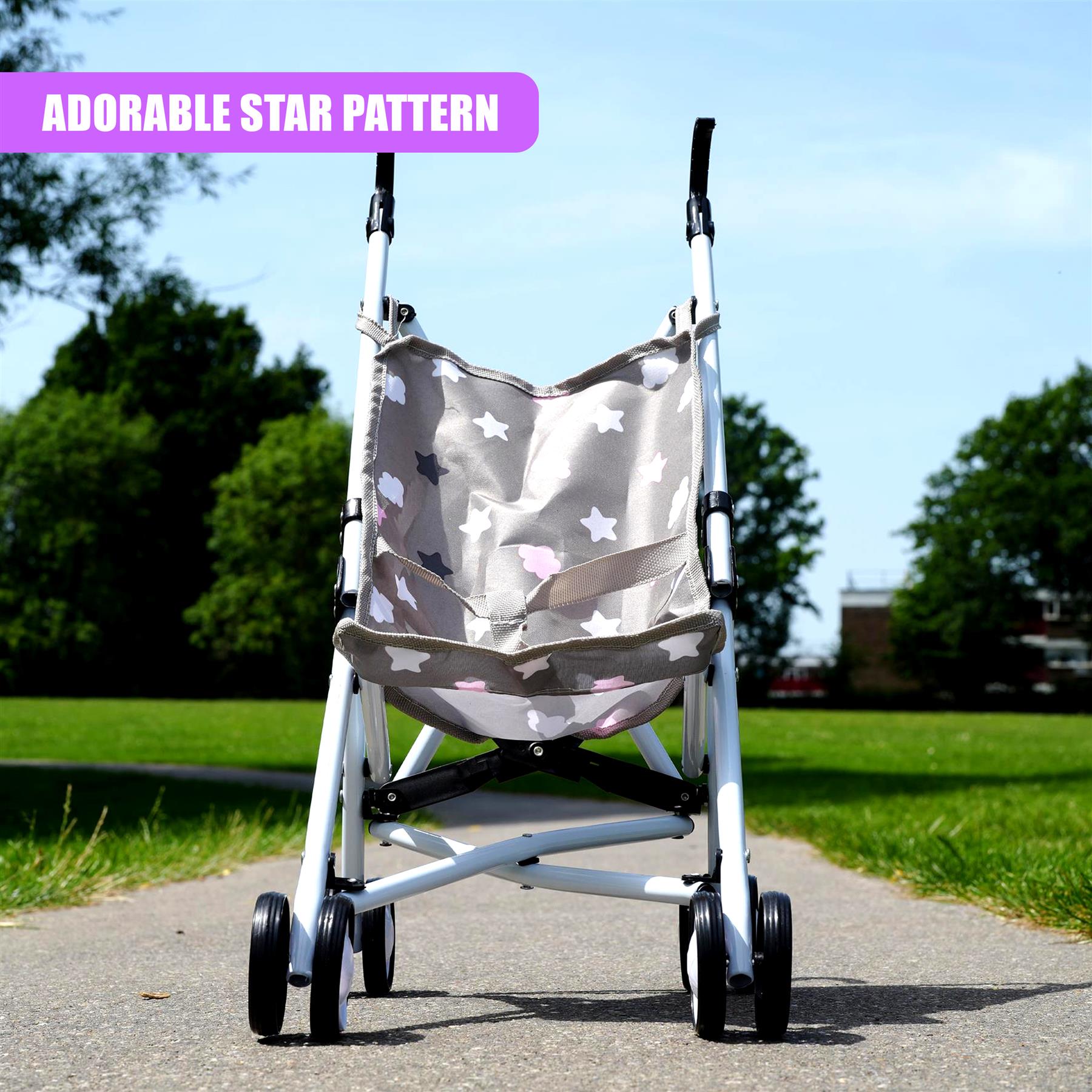 Stars Baby Doll Foldable Stroller by BiBi Doll - The Magic Toy Shop