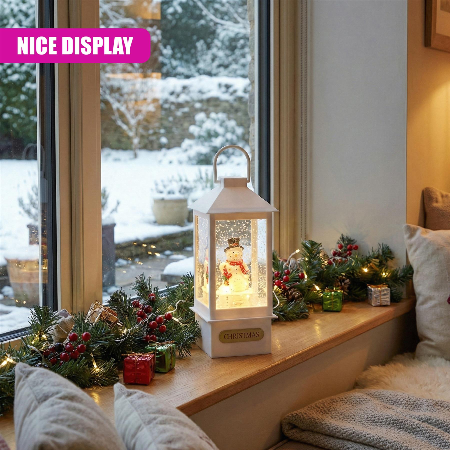 Christmas Lantern With 8 Songs, Light and Snow