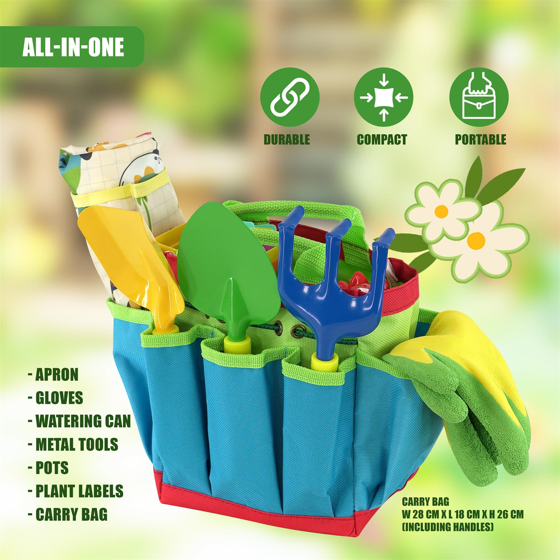 Set Of 4 Kids Garden Tools & Carry Bag by The Magic Toy Shop - The Magic Toy Shop