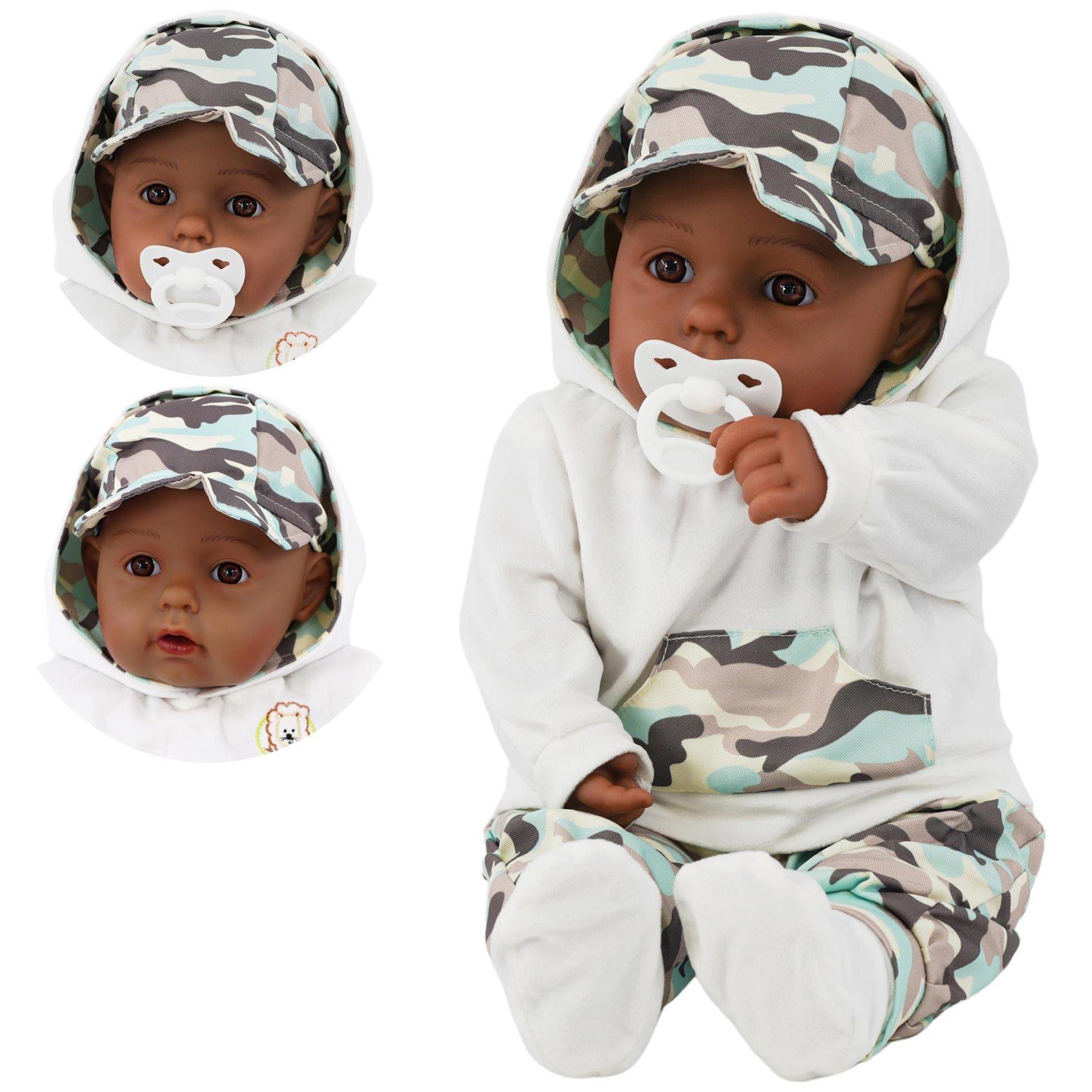 BiBi Black Baby Doll "Grean Pea" (Camo) (50 cm / 20") by BiBi Doll - The Magic Toy Shop
