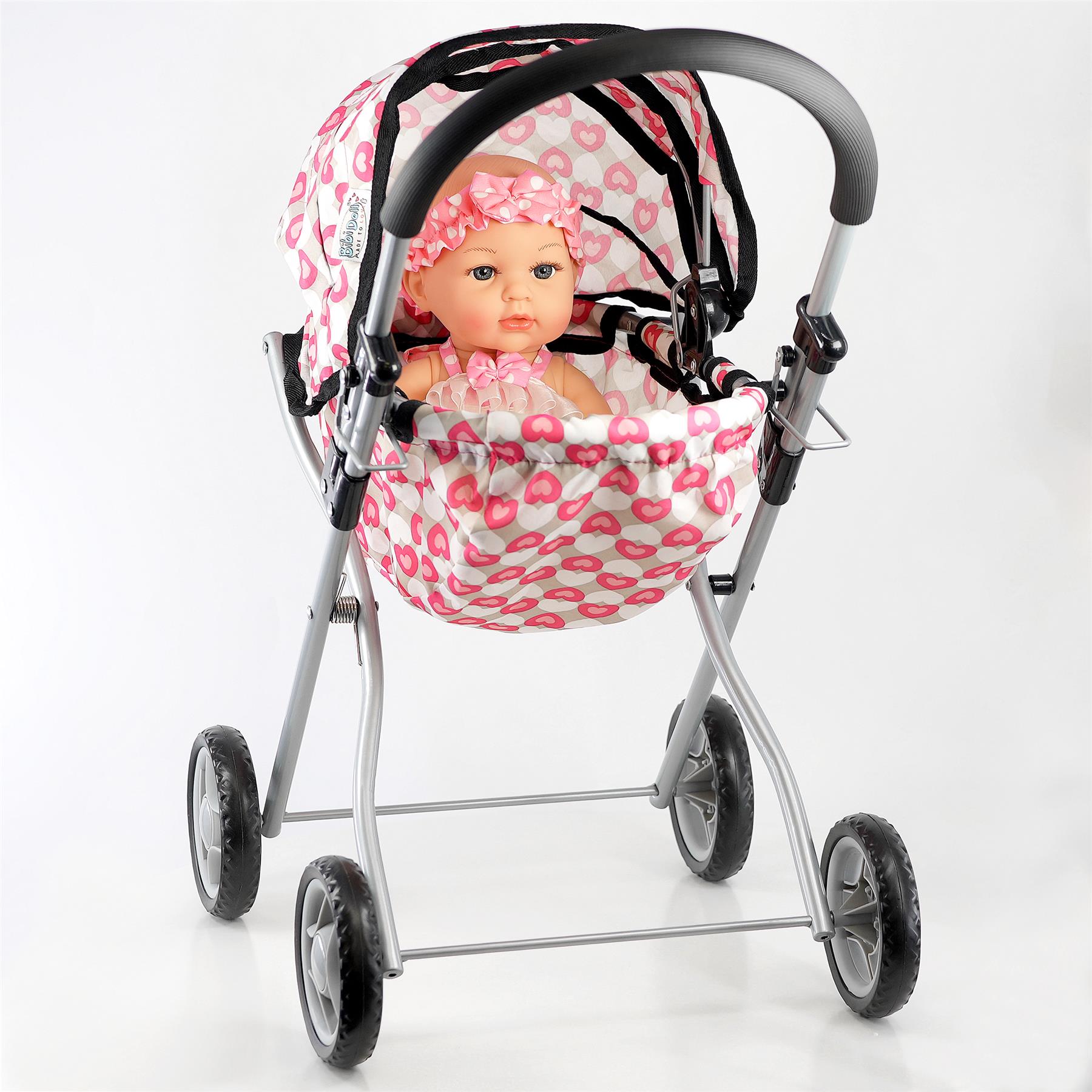 Classic Dolls Pink Pram by BiBi Doll - The Magic Toy Shop
