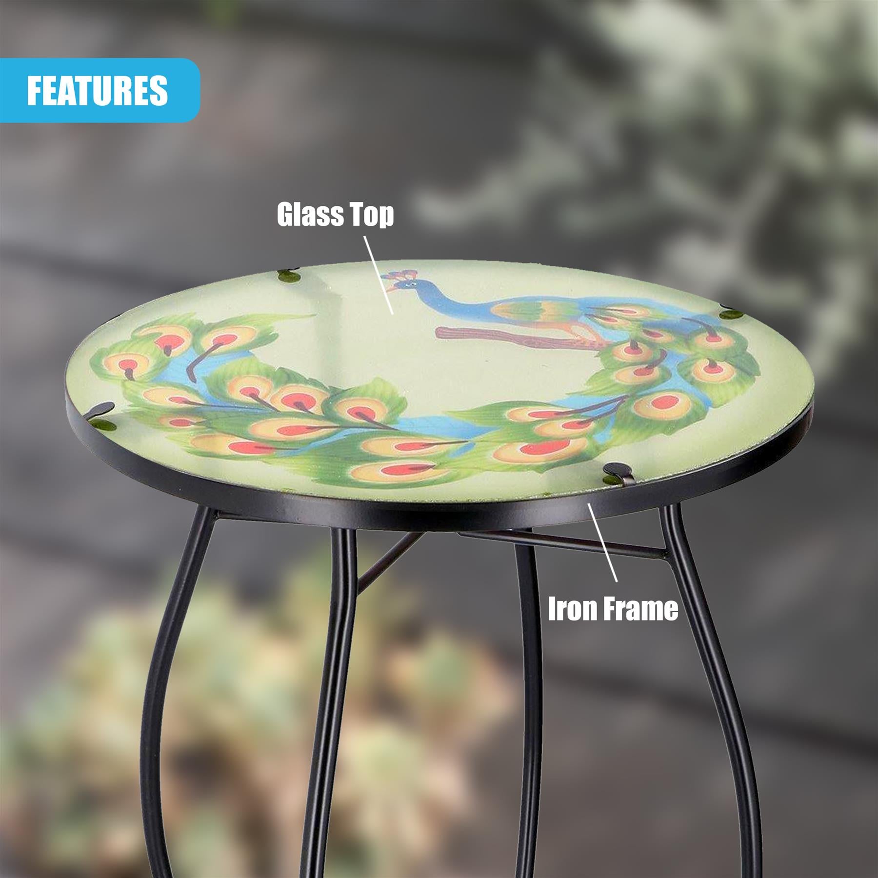 Round Side Mosaic Table With Peacock Design by GEEZY - The Magic Toy Shop