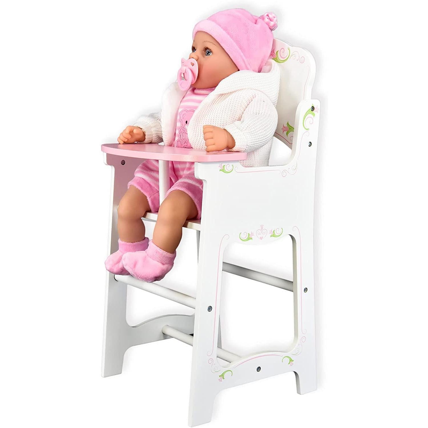 Baby Dolls Wooden High Chair and Cradle Furniture by BiBi Doll - The Magic Toy Shop