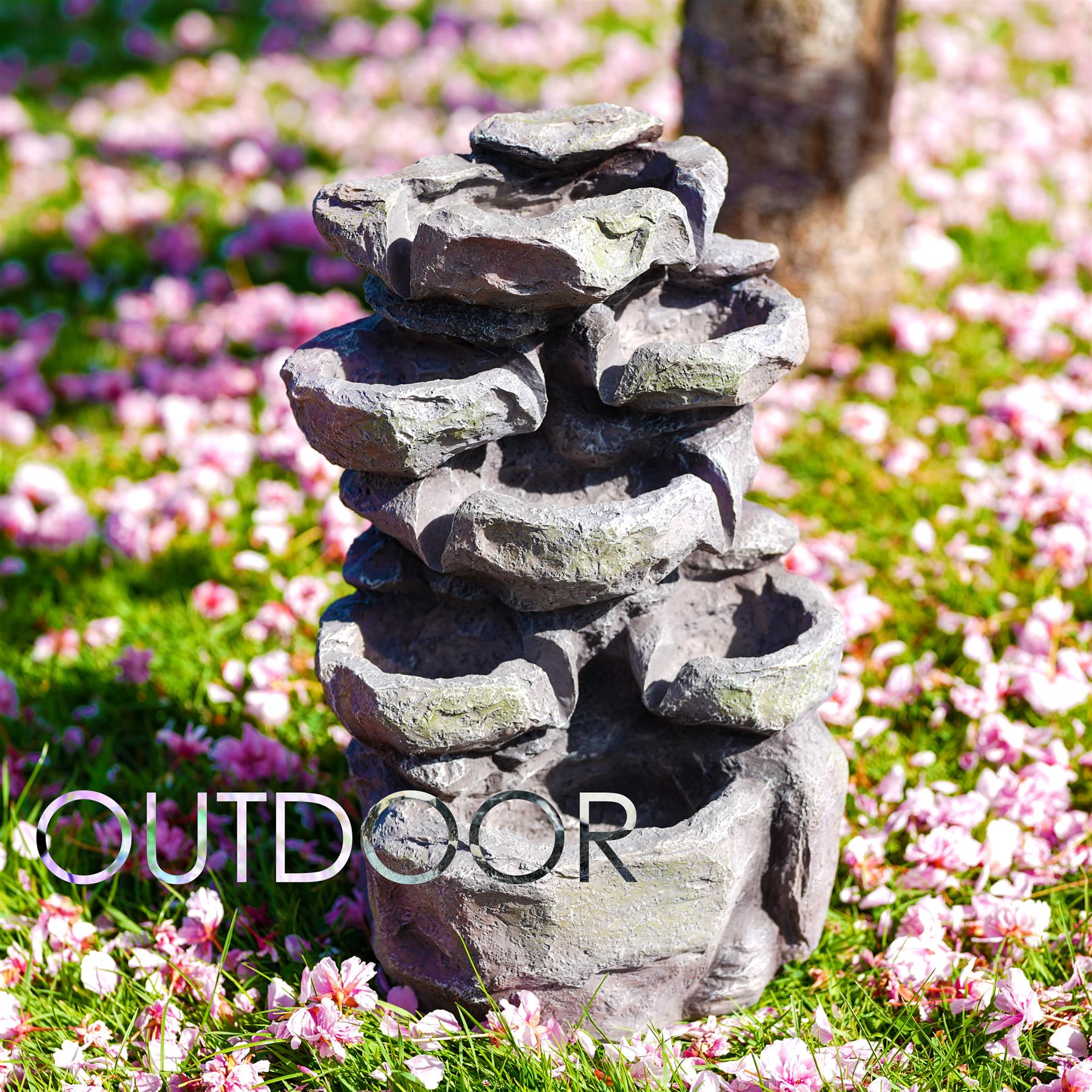 Rock Solar Water Feature Outdoor With LED by GEEZY - The Magic Toy Shop