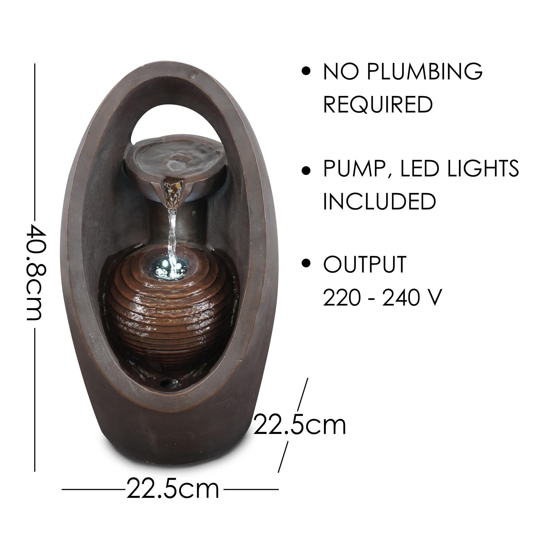 Oval Design Water Feature Outdoor With LED by GEEZY - The Magic Toy Shop