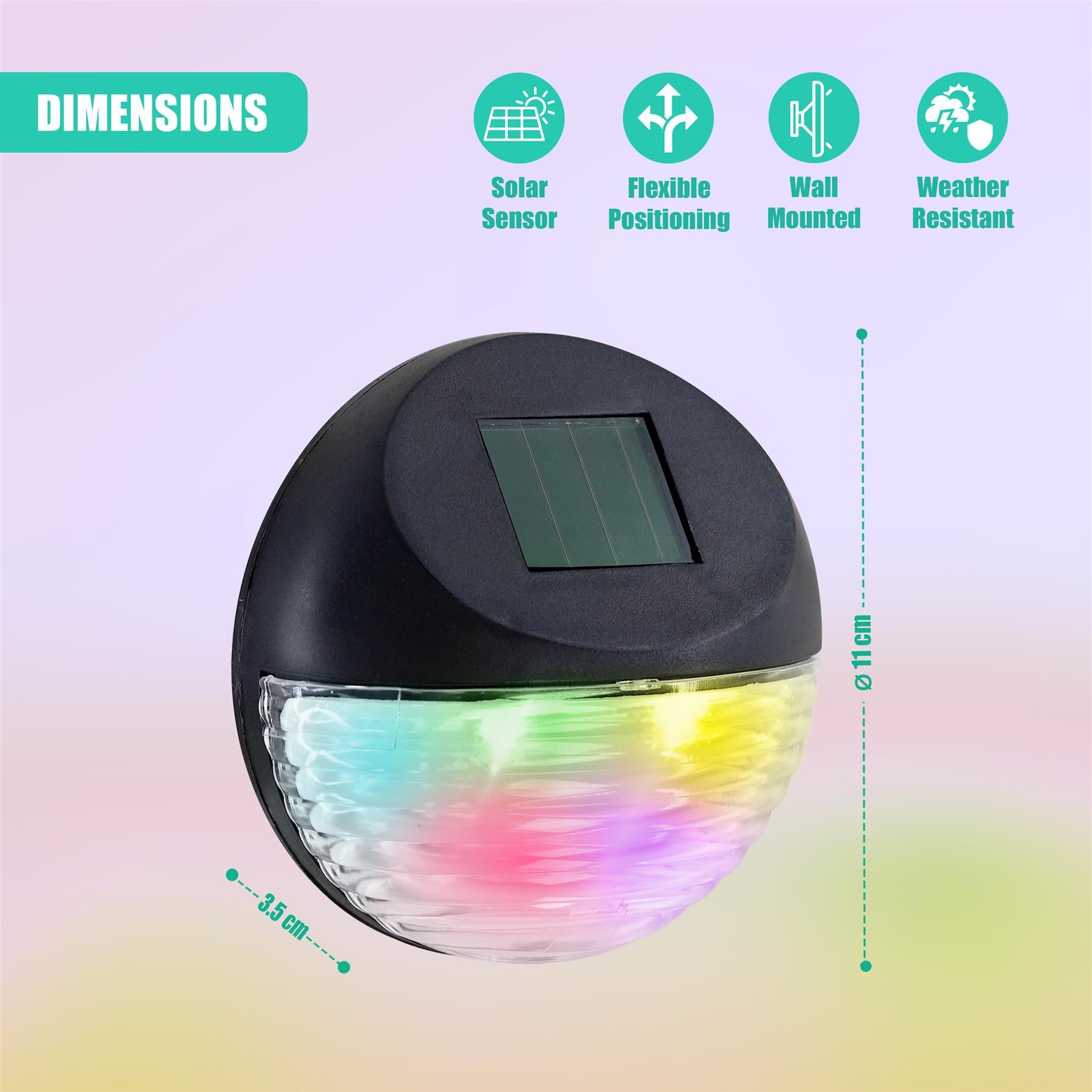 Solar Fence Lights, Set of 8 – RGB LED, Black by GEEZY - The Magic Toy Shop