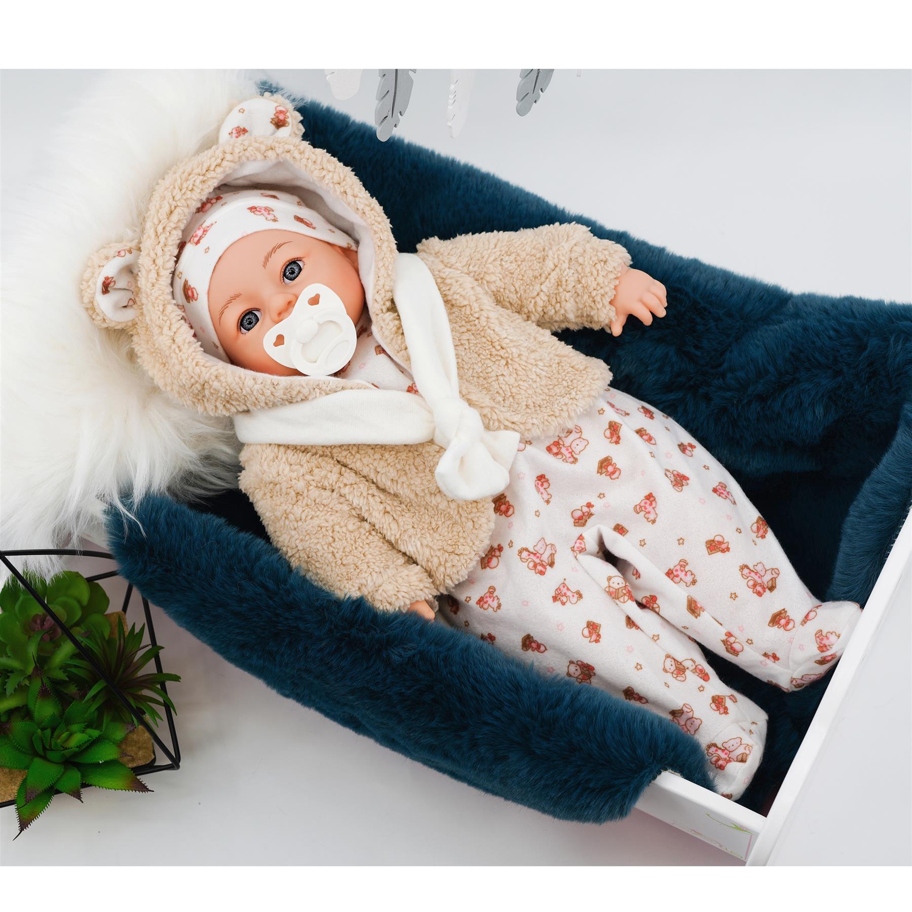 18" Girl Doll In Beige Coat by BiBi Doll - The Magic Toy Shop